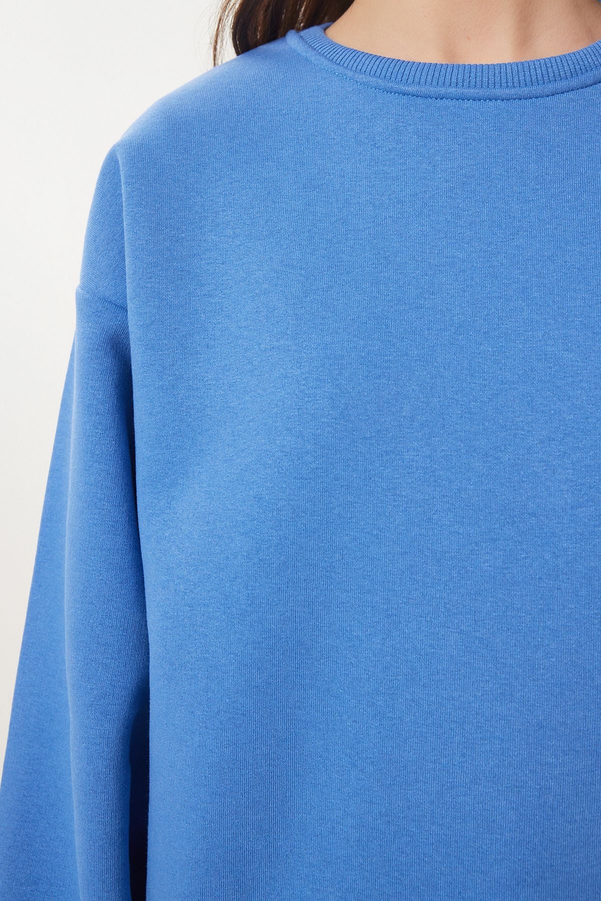 Woman Sky Blue Blue Basic Sweatshirt OW00001