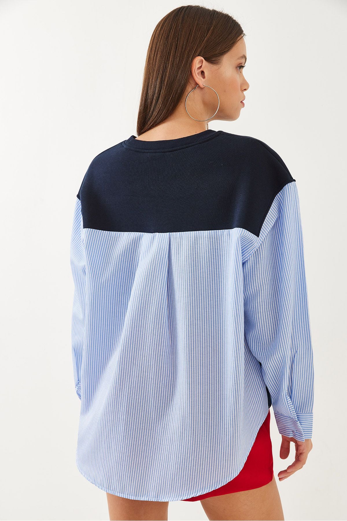 Female Bicycle Neckline Shirt Sleeve Switch 3 Yarn Sweatshirt 60351001