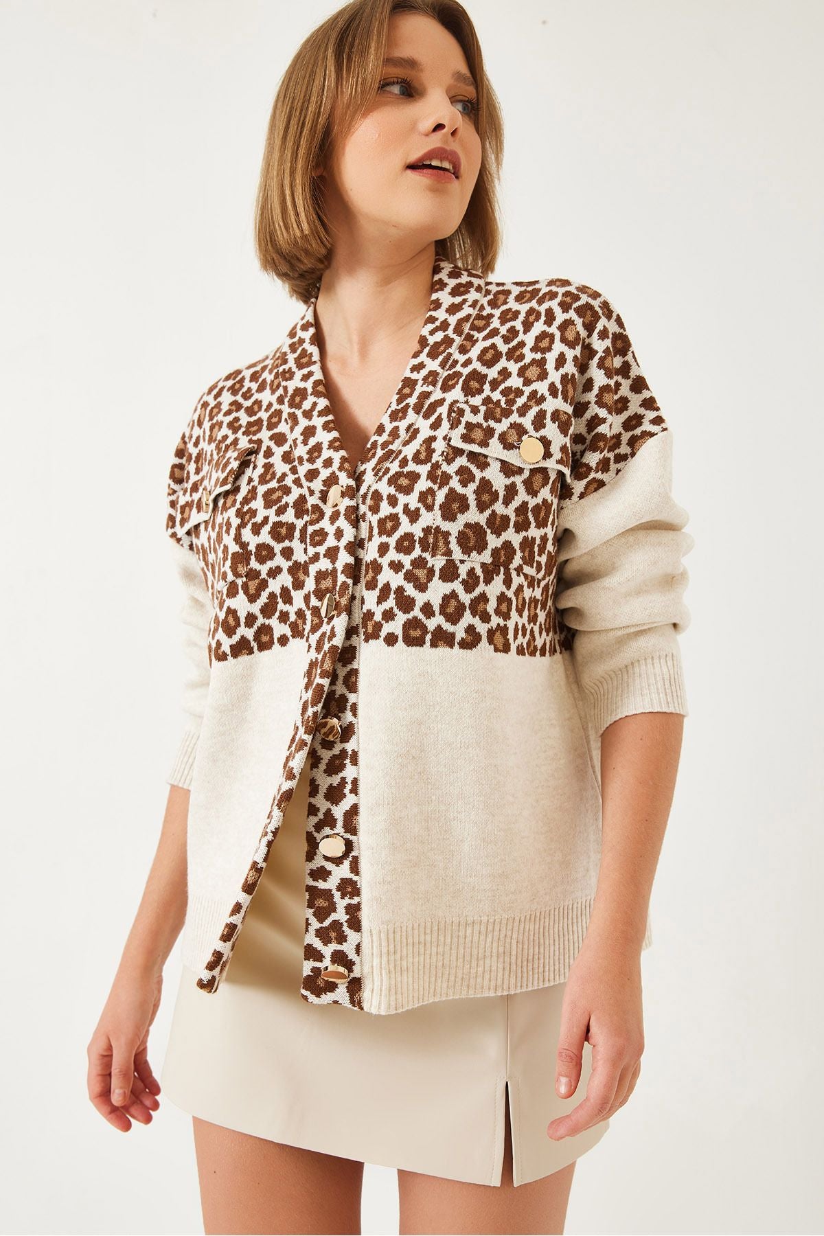 Women's Patterned Pocket Triko Cardigan 241098 60261323