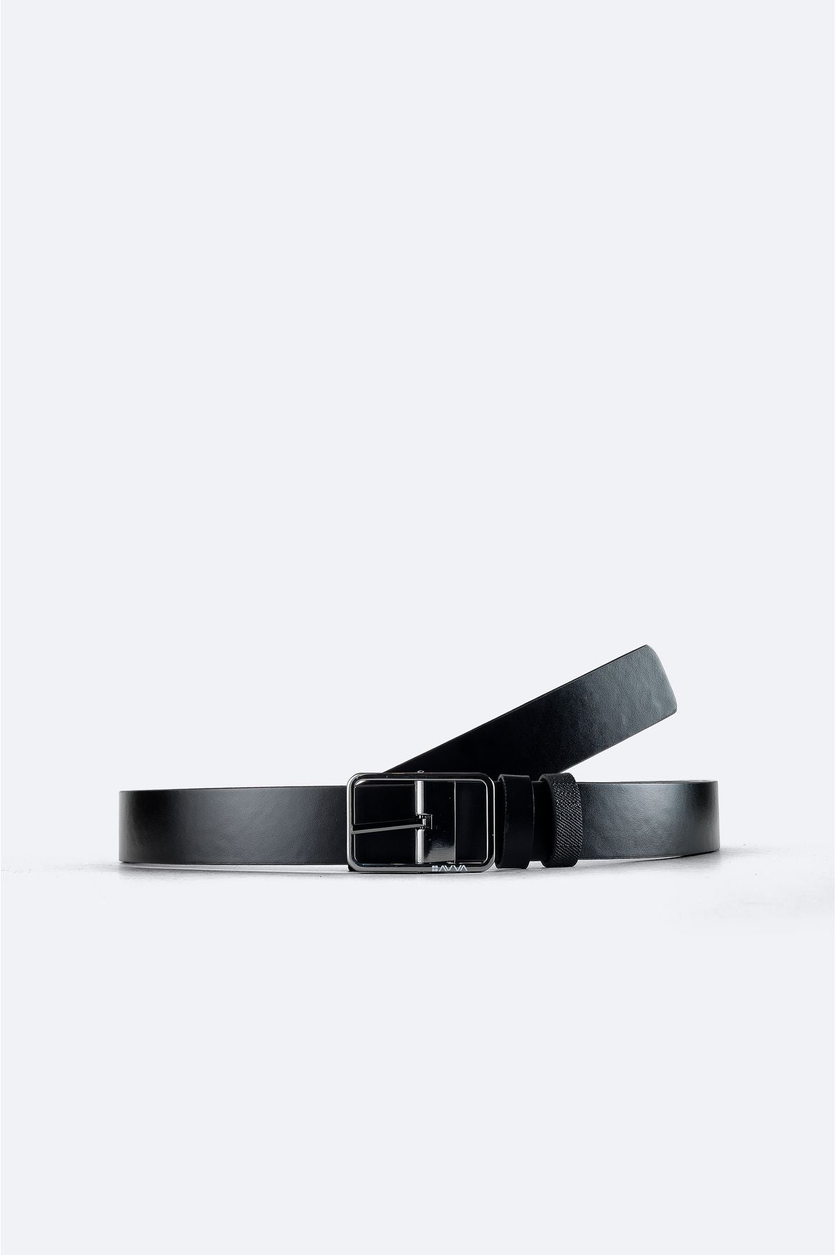Men's black 100 %leather double -sided flat/patterned belt A41y9312