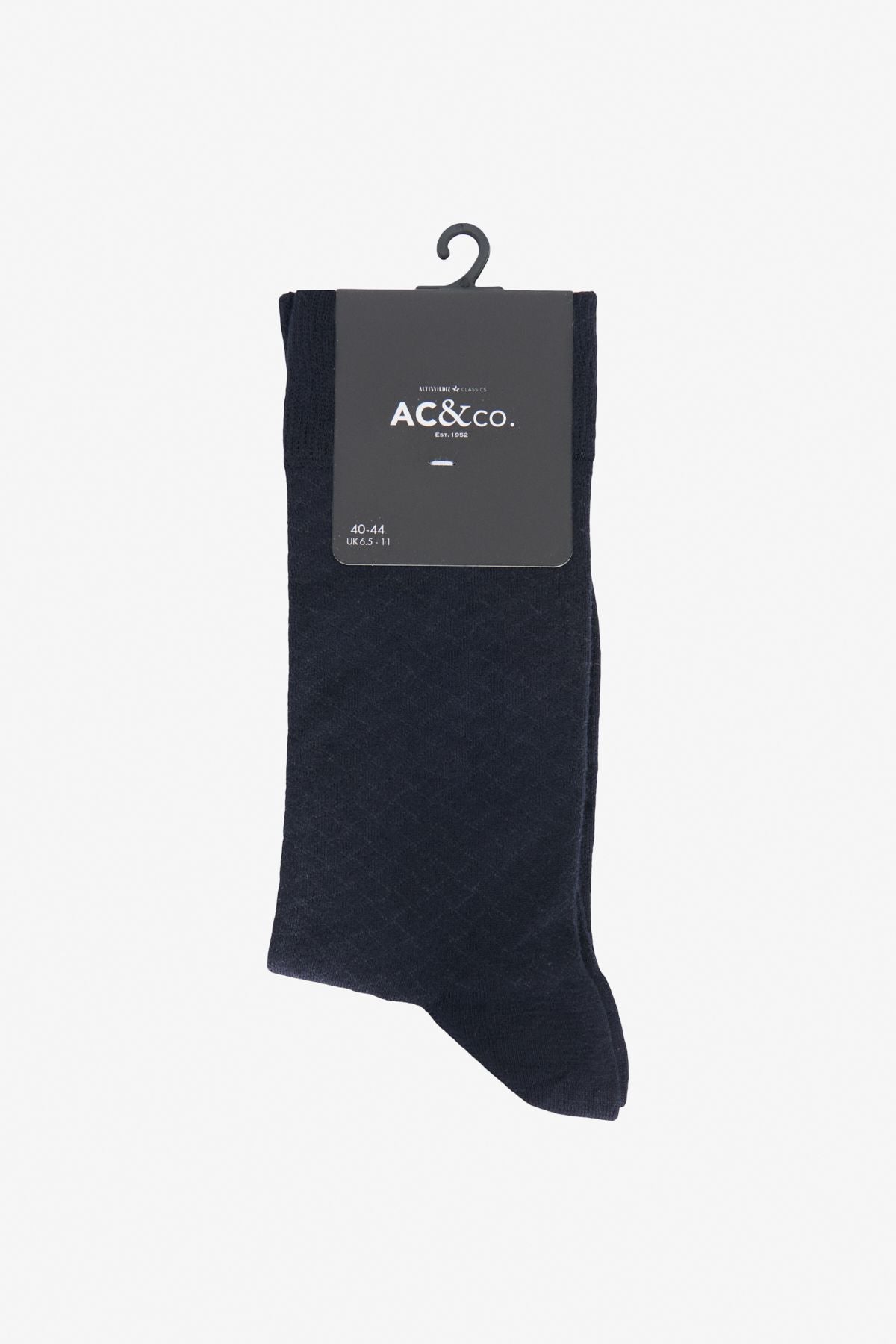 Men's navy blue cotton patterned single socks