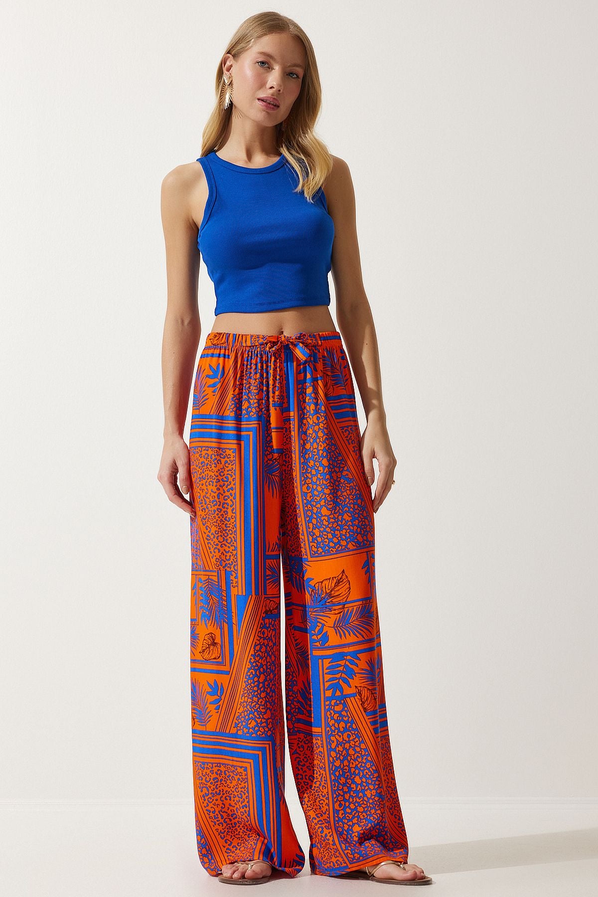 Female Oranj Patterned Visakon Palazzo Pants EN00606