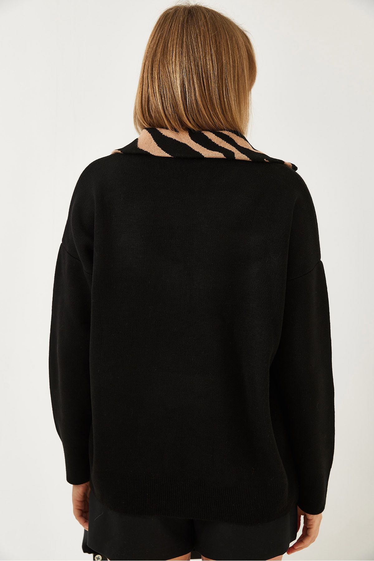 Women's Leopard collar zipper Knitwear Kazakh 241249 60261325