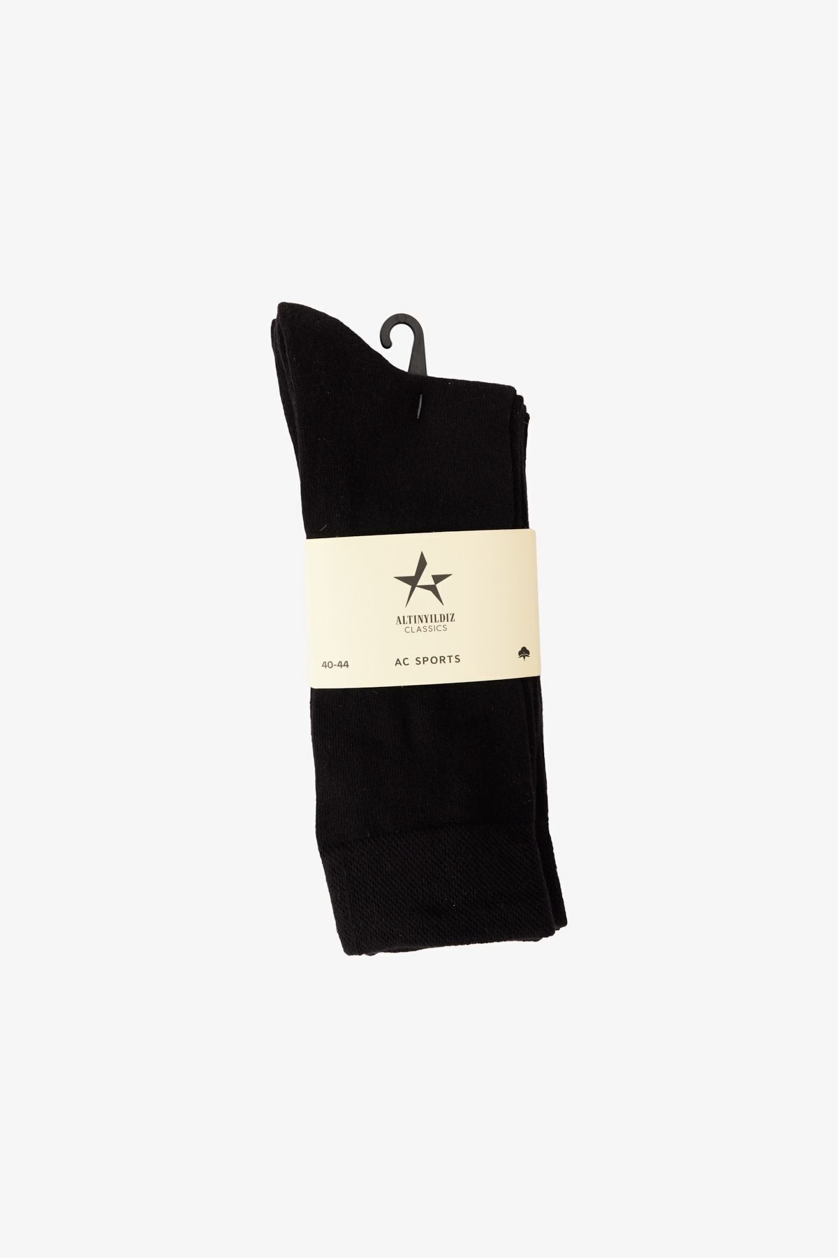 Men's black flat long socket socks