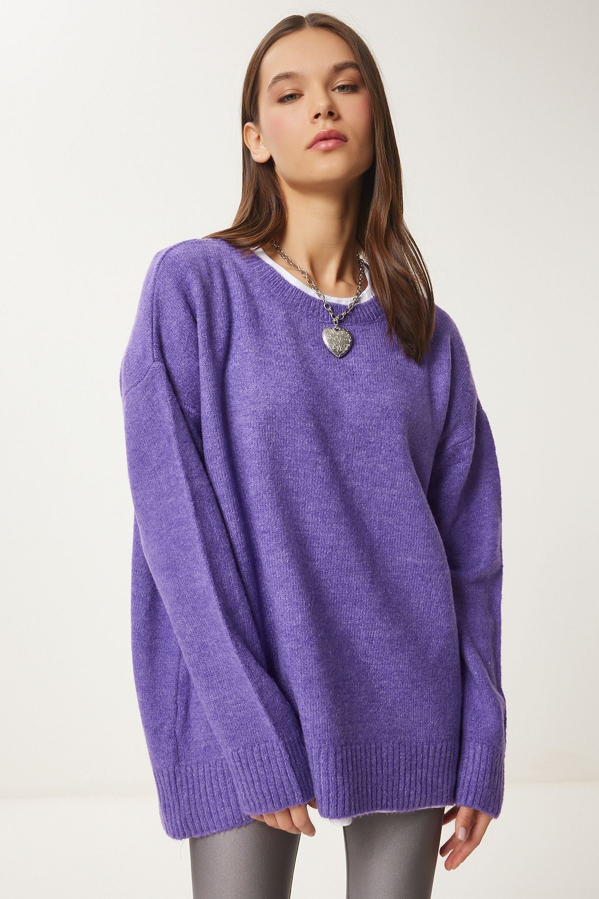 Woman Purple Oversize Knitwear sweater PN00054