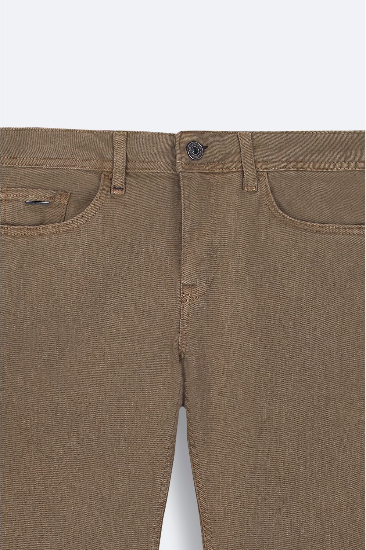 Men's Camel Piece Paint Wash Flexible Jean Trousers A42y3500