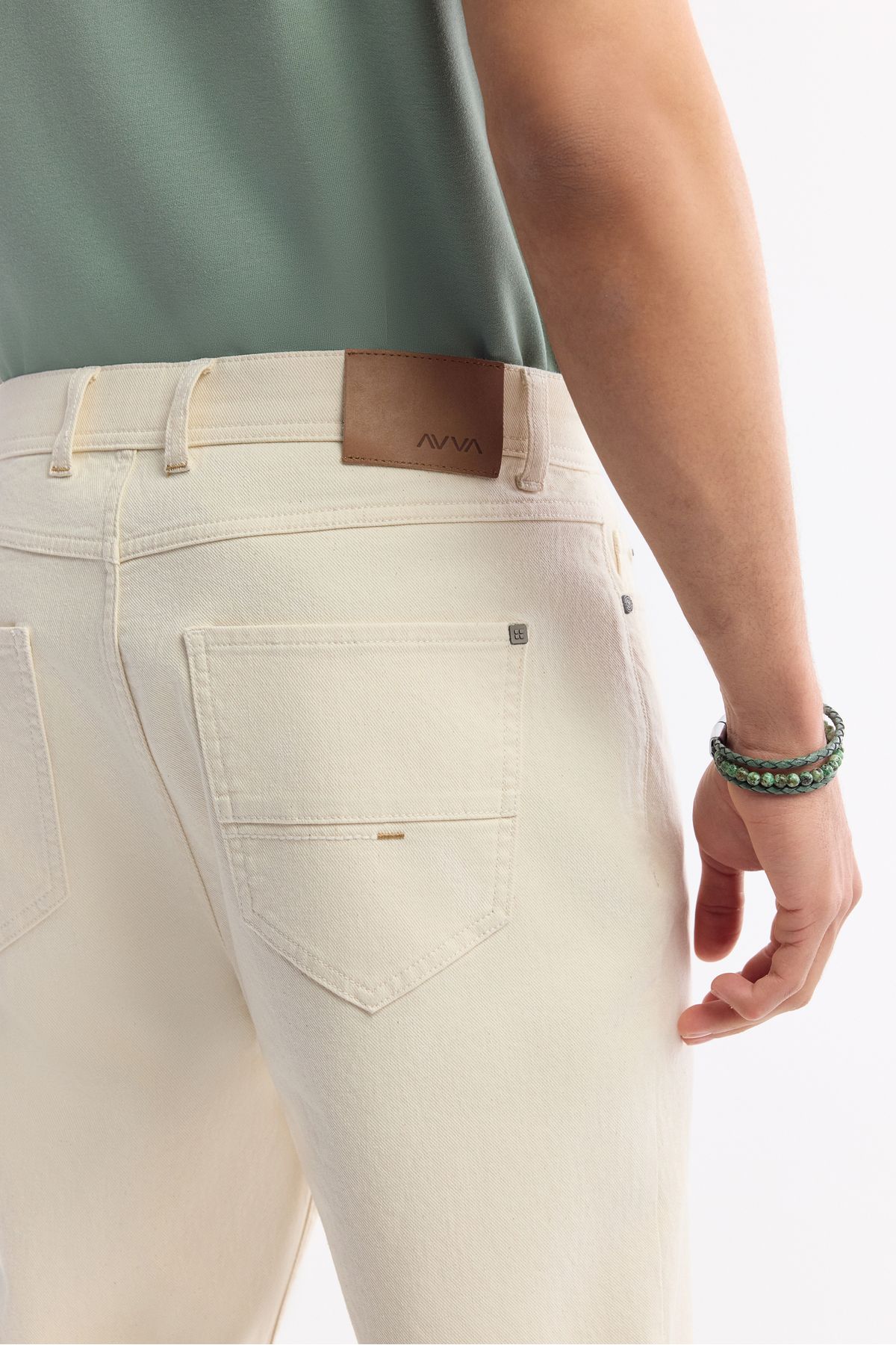 Men's Beige Straight Washing Straight Fit Pants A51y3548