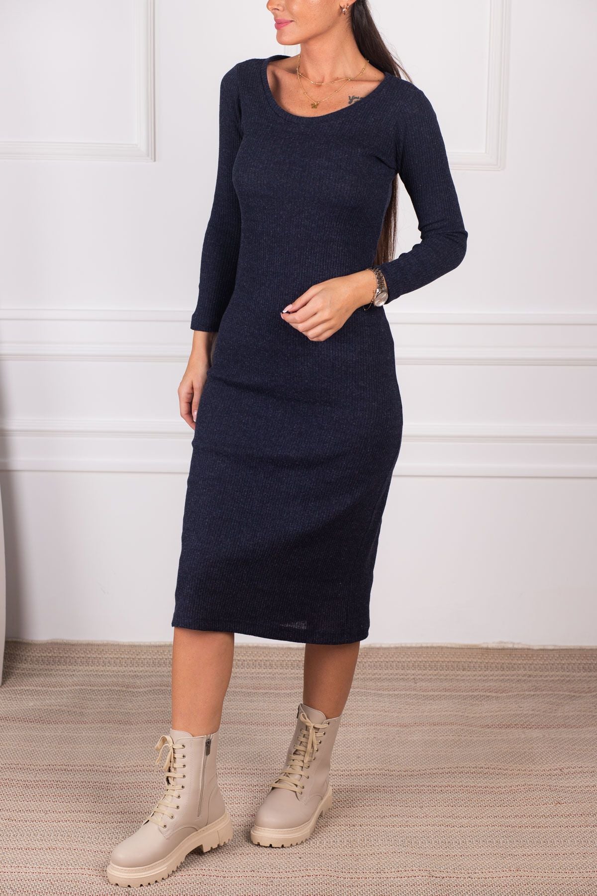 Woman Navy blue Long Kashkorse Dress ARM-24K001028