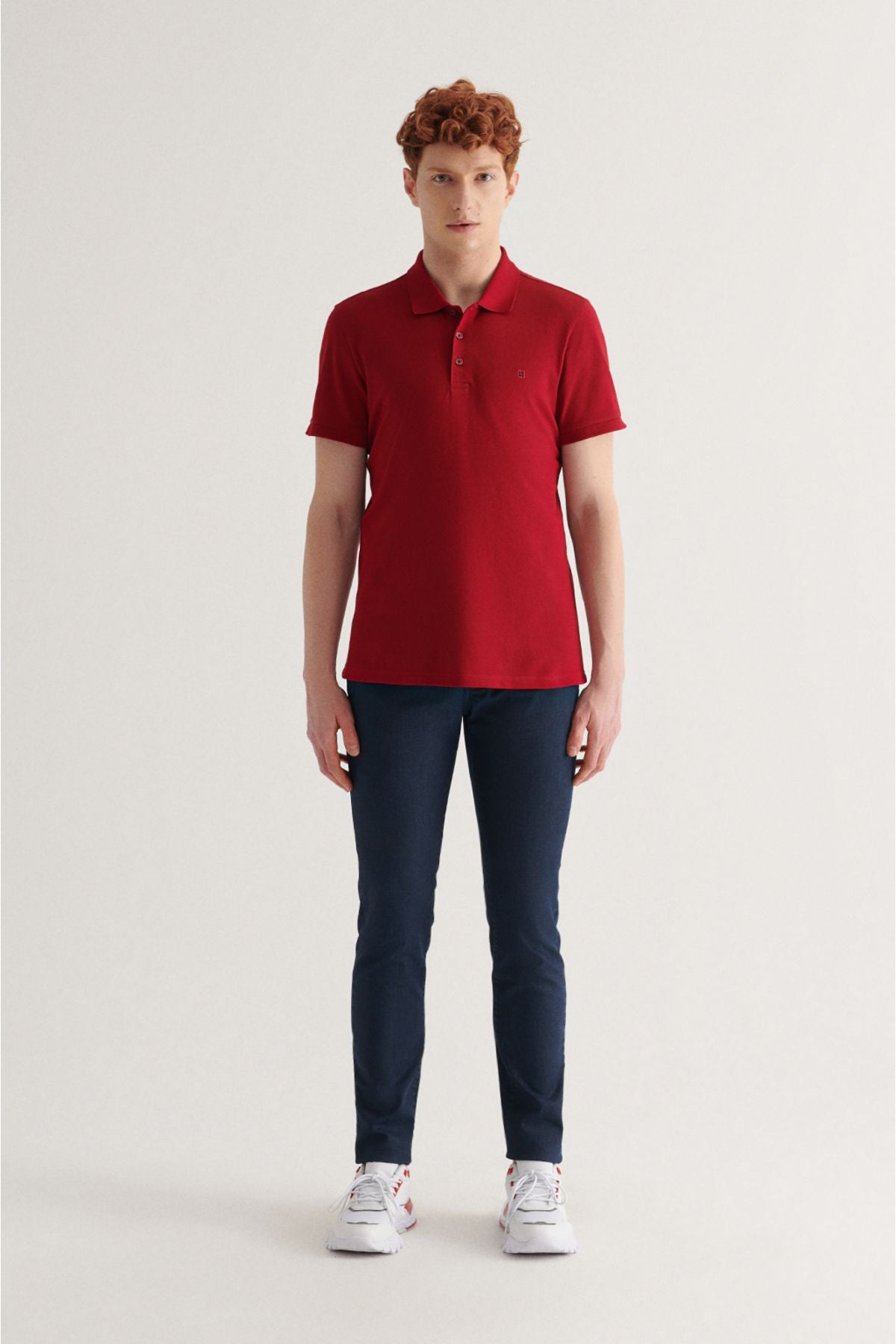 Men's Bordeaux 100 %Cotton Cool Polo Yaka T-Shirt E001004