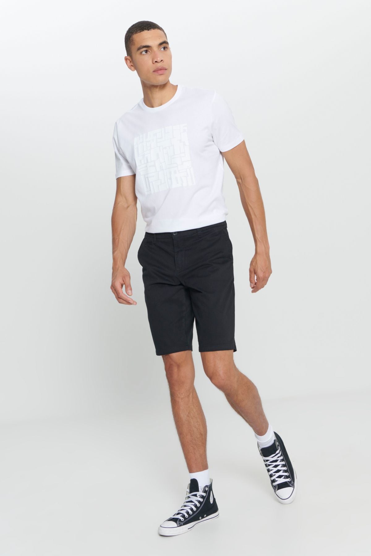 Men's Black Slim Fit Narrow Cut Amelery 100 %Cotton Casual Chino Shorts