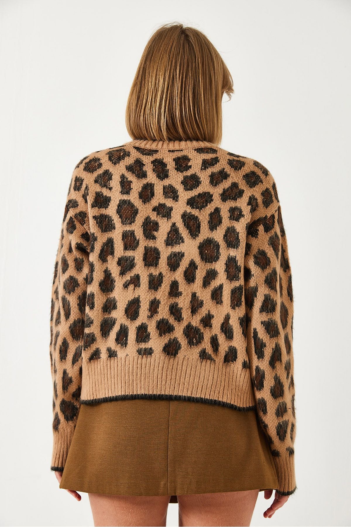 Women's Leopard Patterned Knitwear Cardigan 60261086