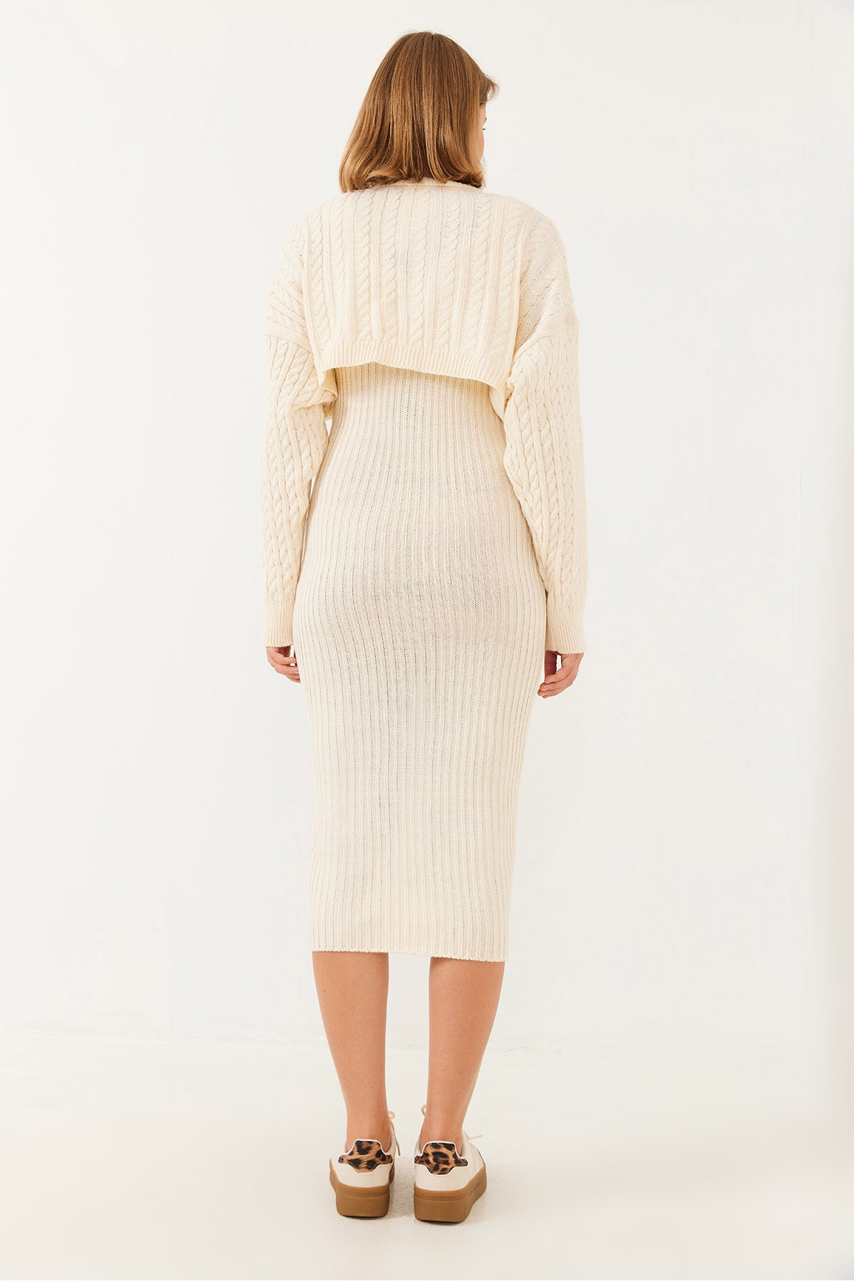 Women's Crop Knitwear Sweater Dress Bottom Top Set 60251816