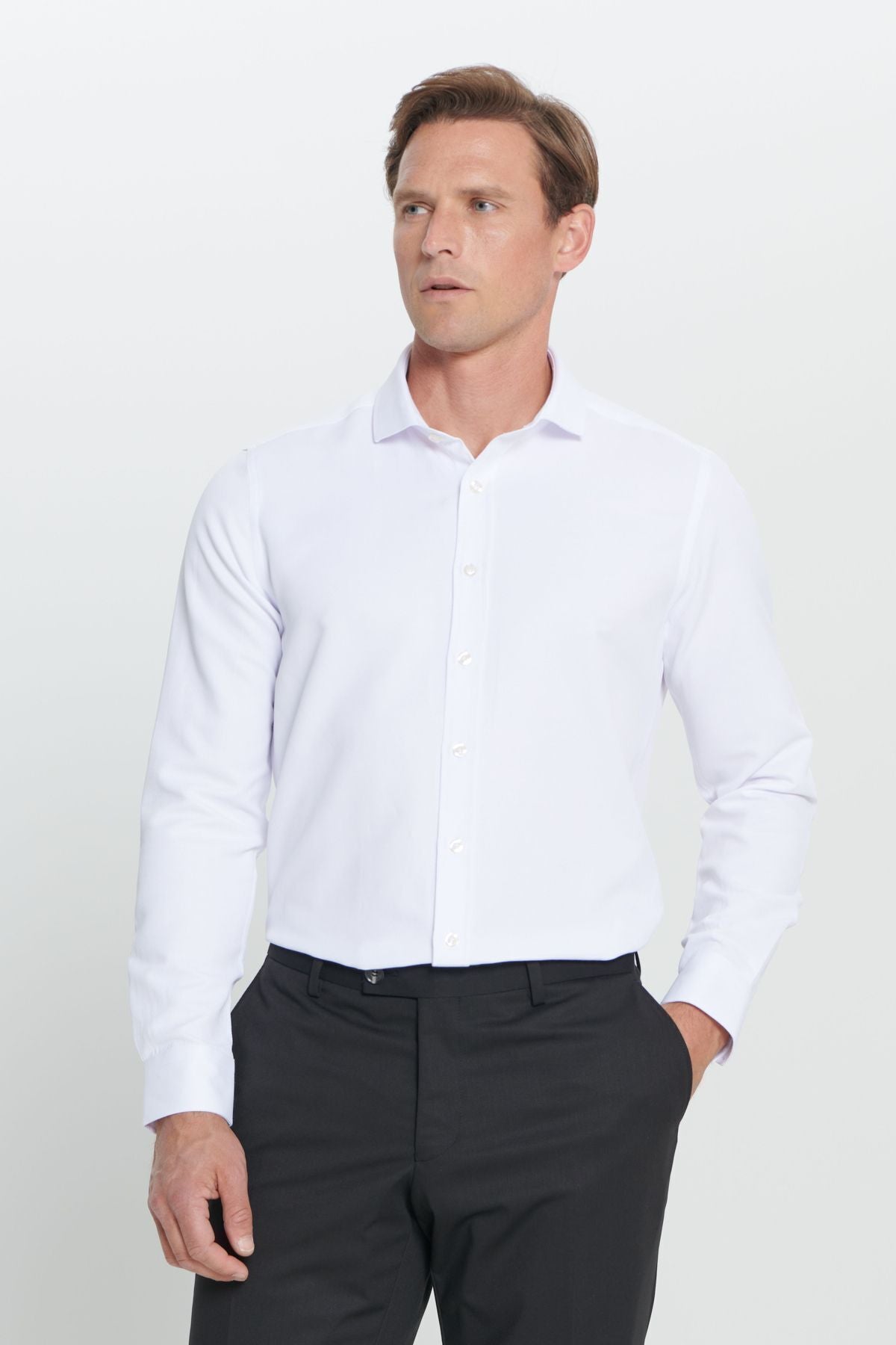 Men's white slim fit narrow cut italy