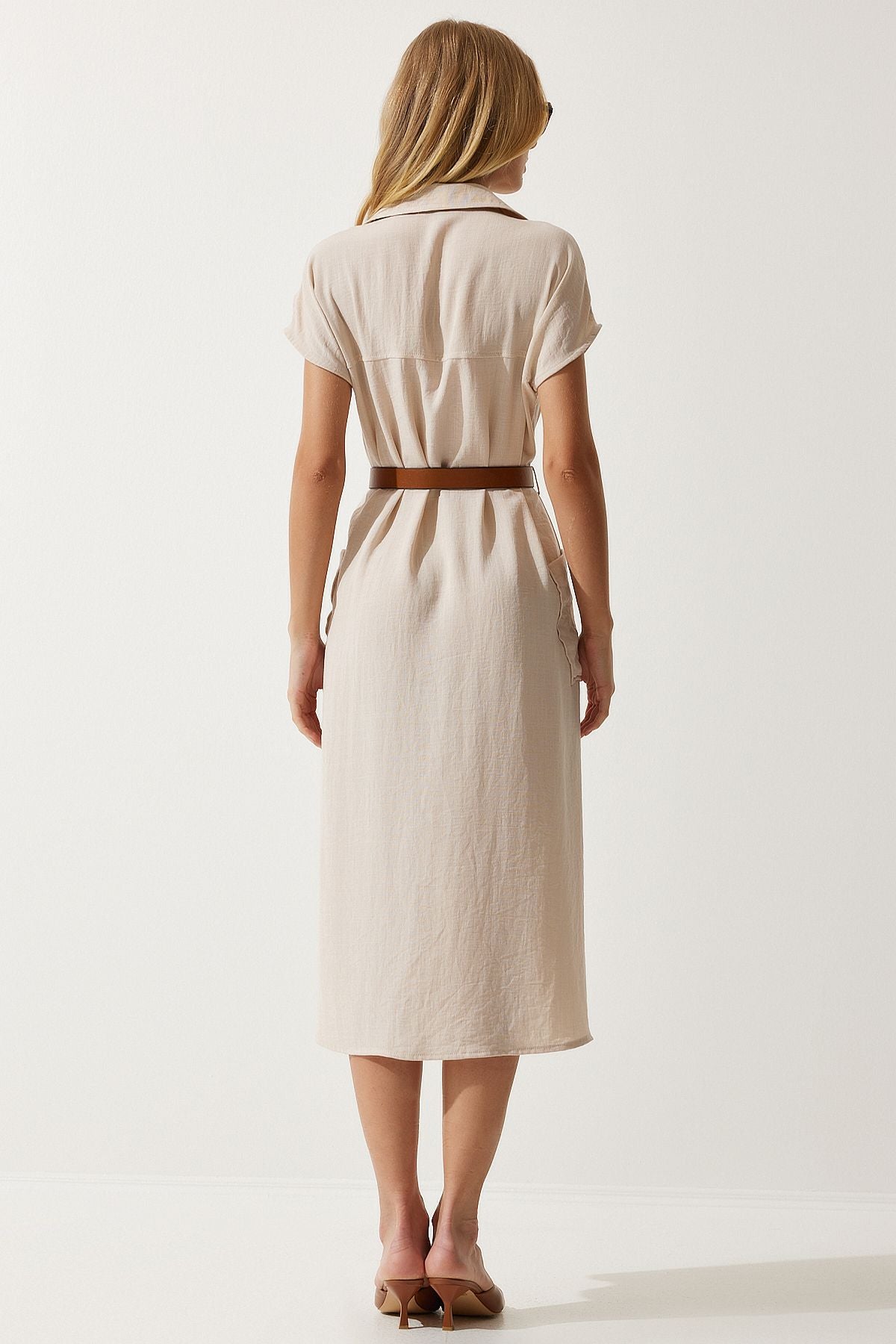 Women's Cream Arched Woven Dress MX00155