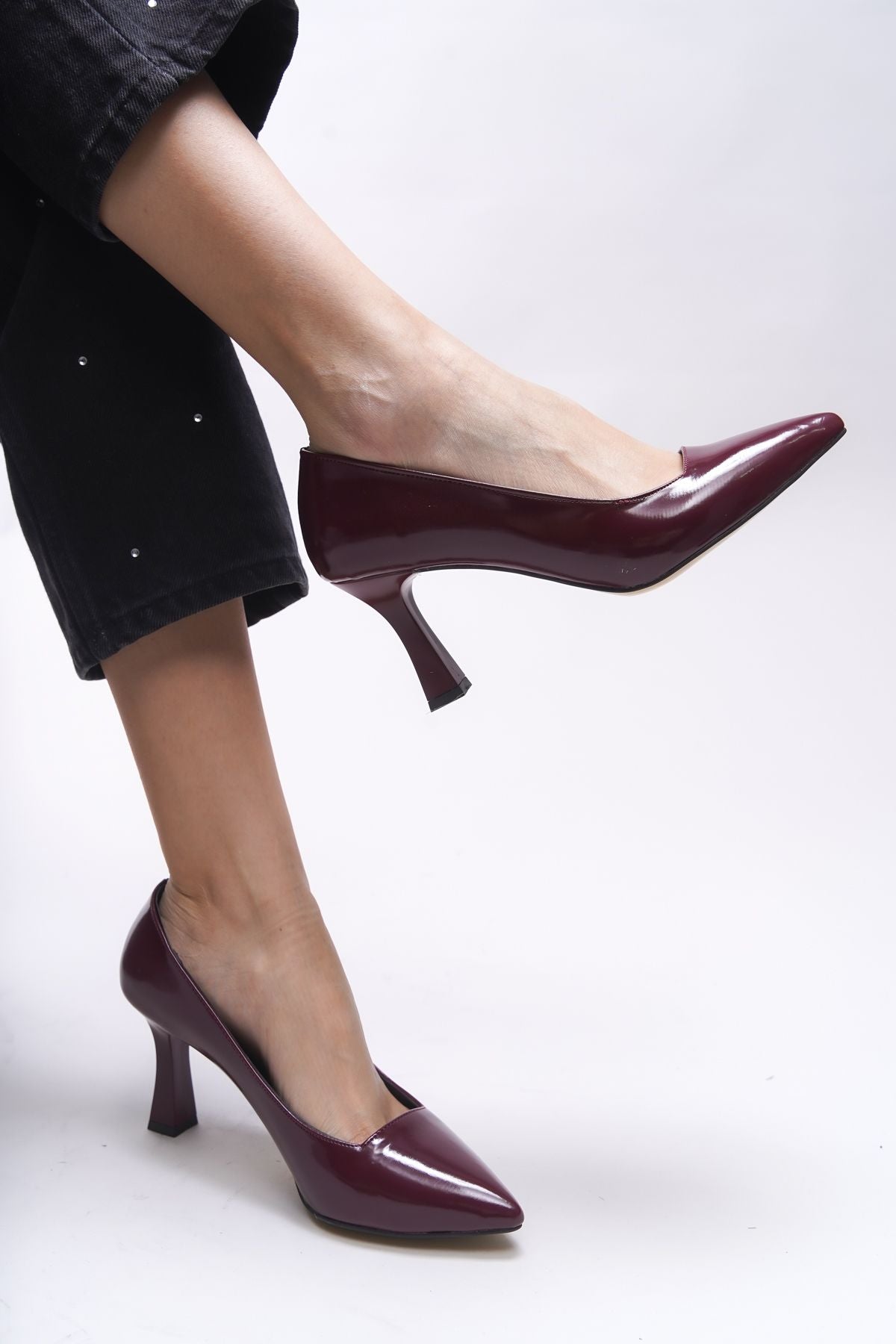 Nerironyn Female Heels Shoes 0012967 Bordeaux Patent Leather