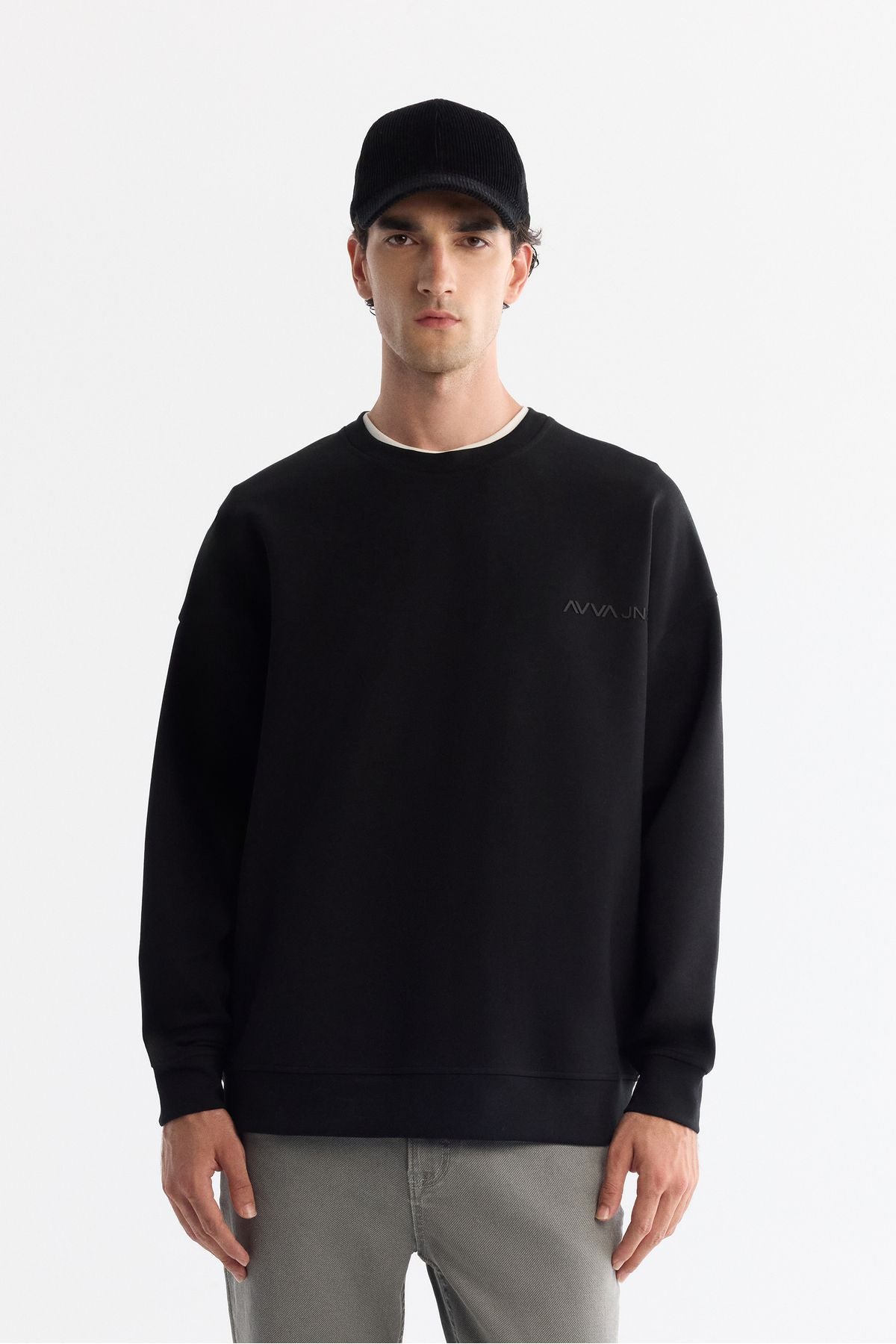 Men's black bike collar elastan sweatshirt a42y1248
