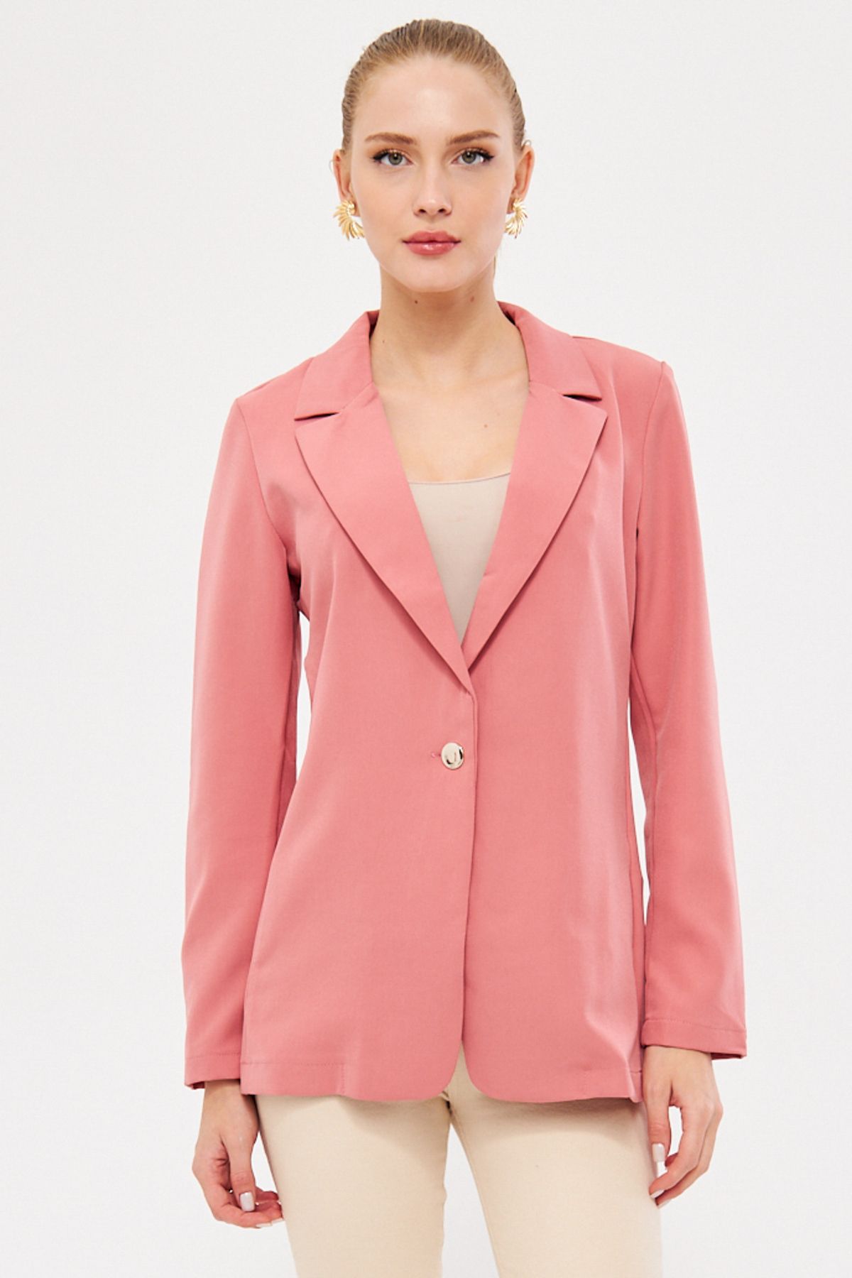 Woman Pink Single button Jacket ARM-23Y001047