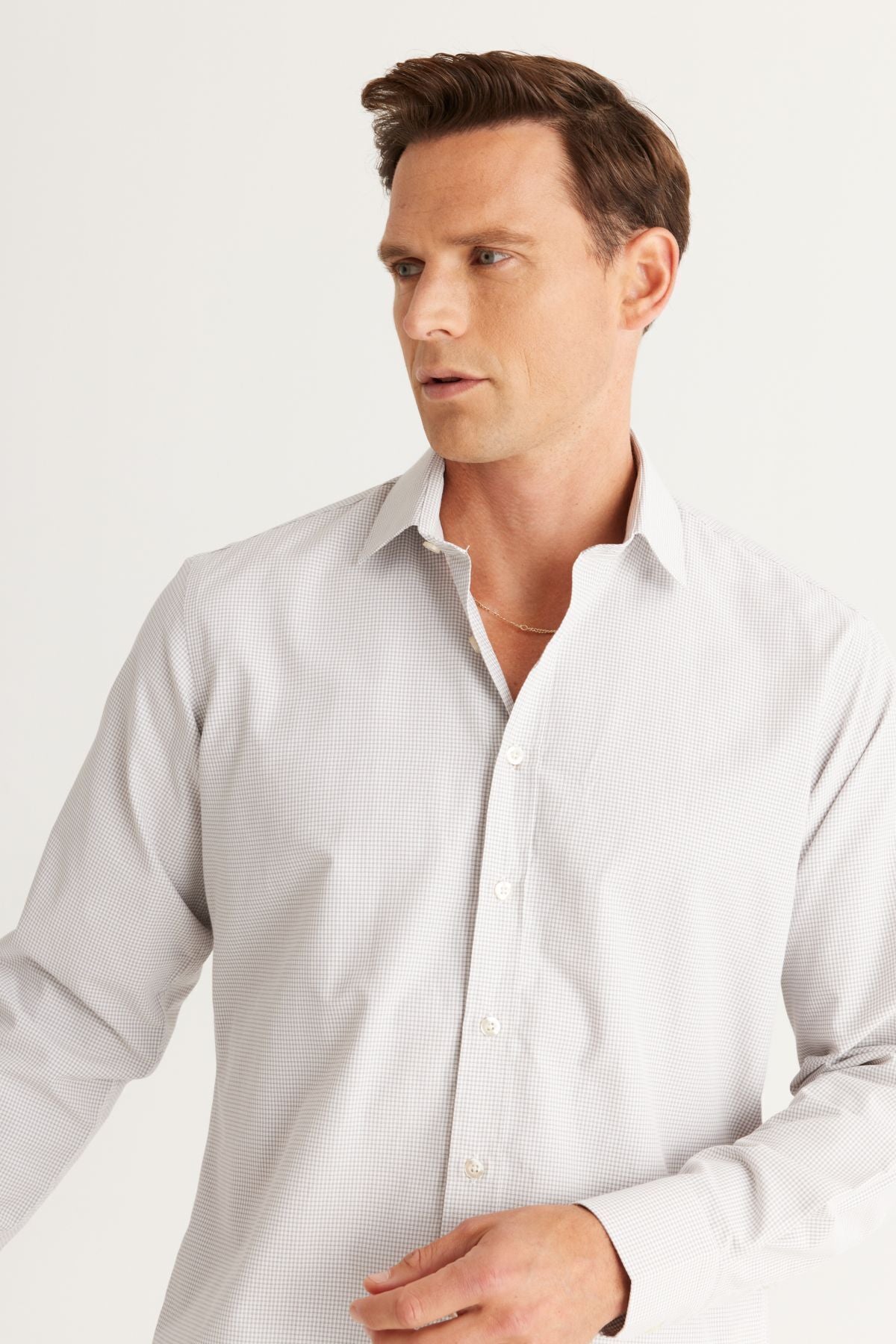 Men's White-Bej Comfort Fit Casual Cutter Classic Neckline Cotton Cotton Shirt