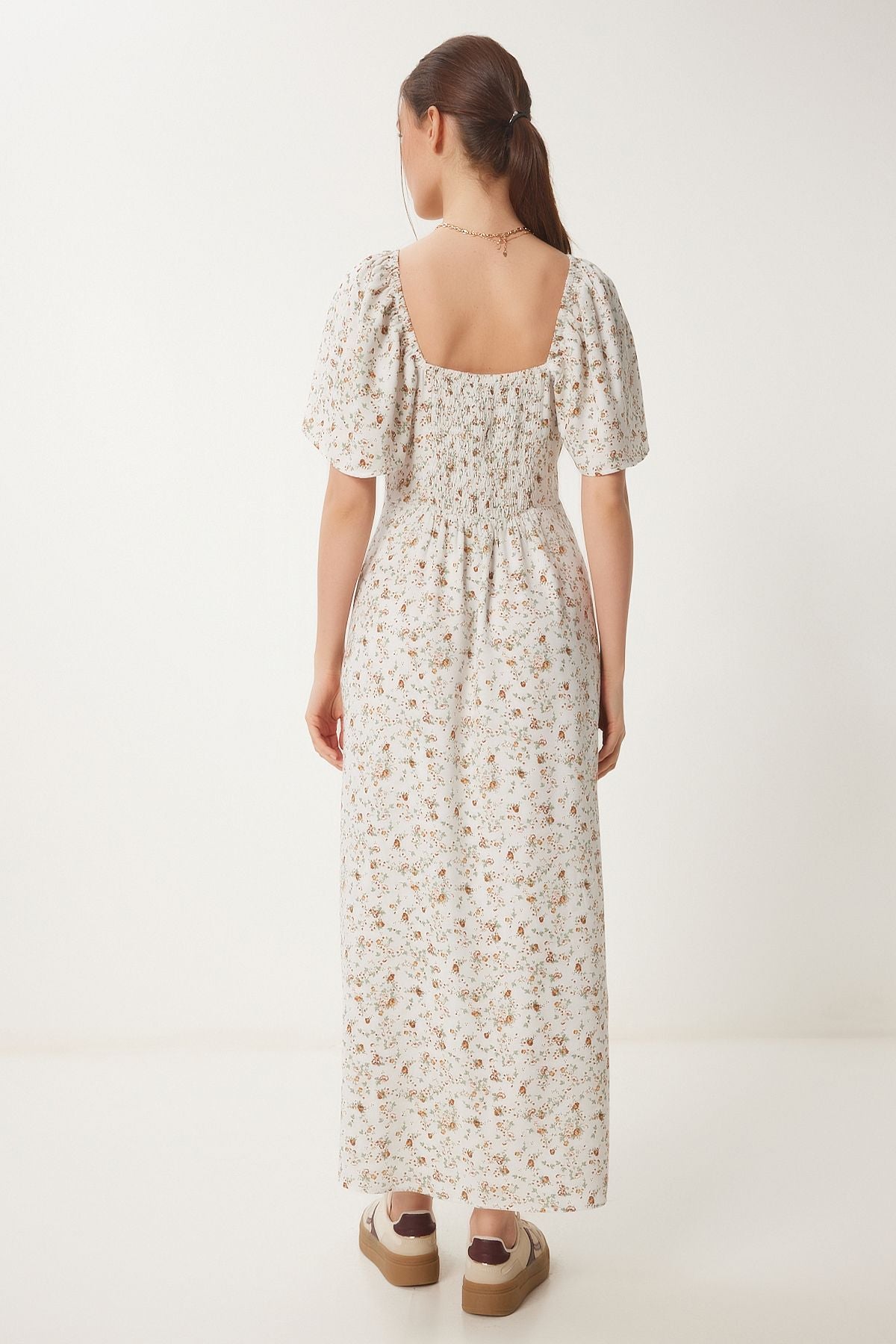 Female Flower Flower Patterned Summer Viscose Dress TP00049