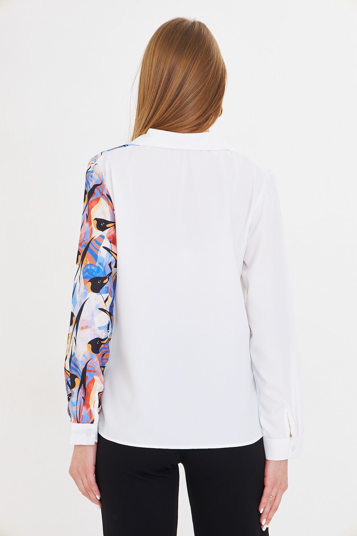 Female orange asymmetric patterned shirt ARM-25Y001011
