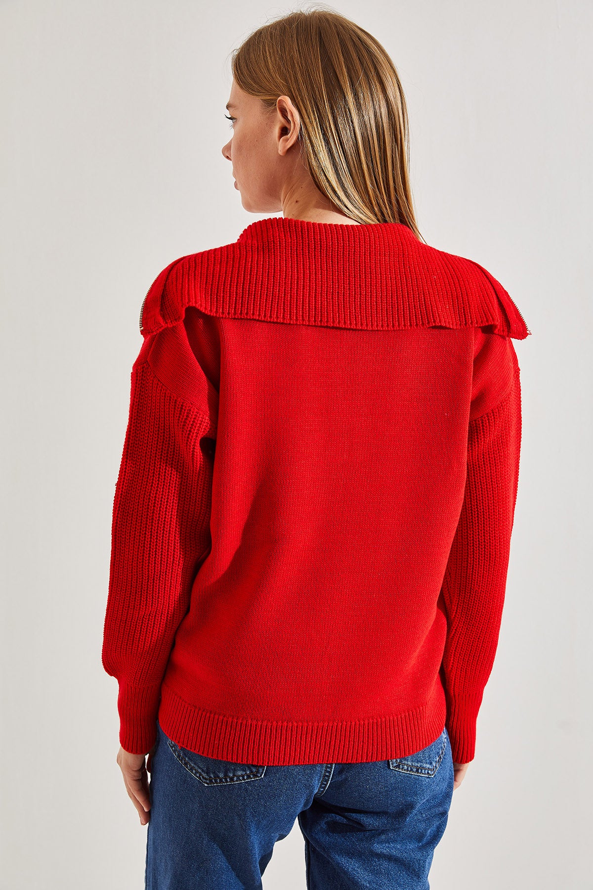 Women's Turtleneck Zippered Knitwear Sweater 20234197