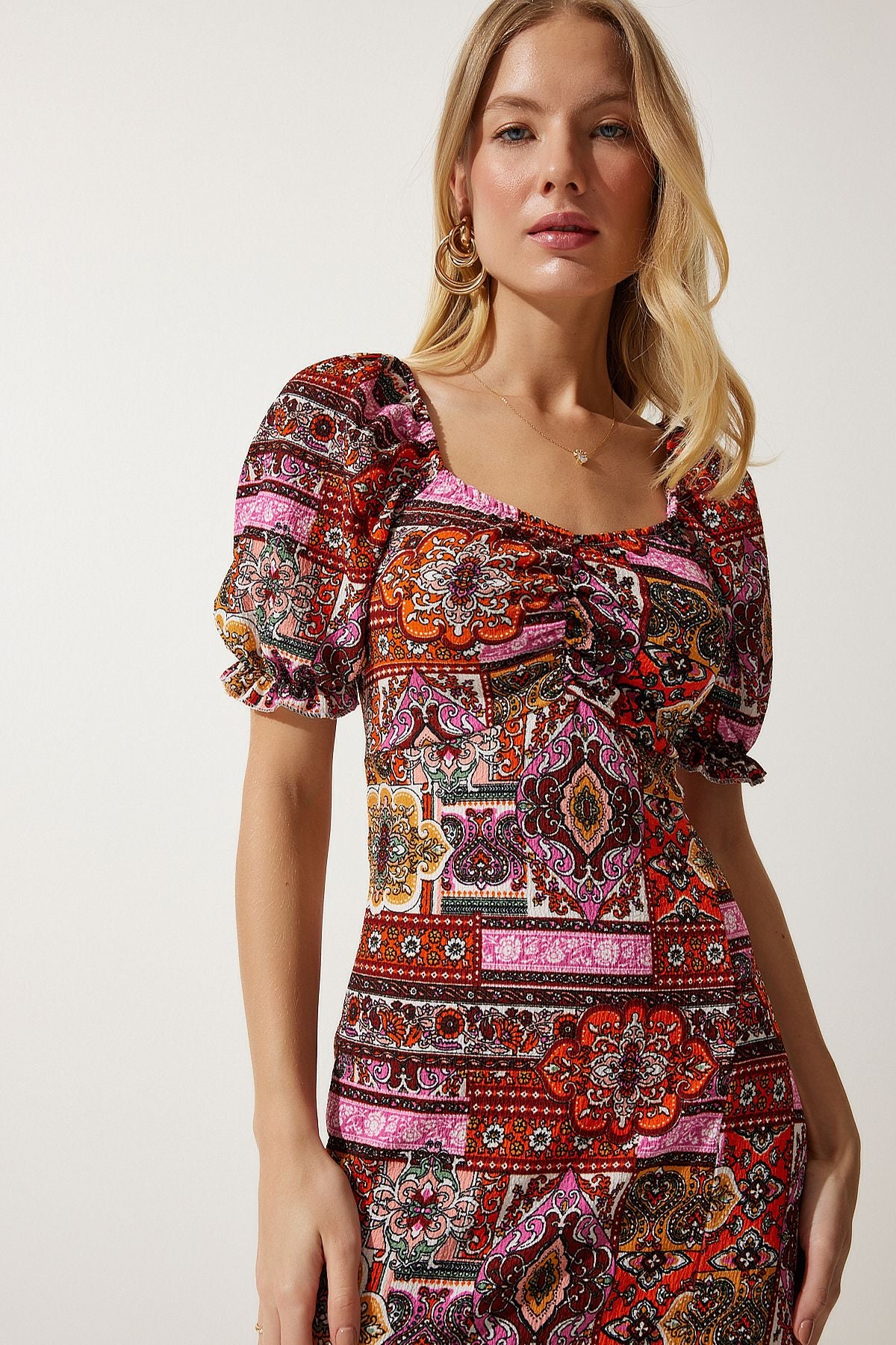 Women's Tile Elastic Carmen Capina Summer Dress MC00172
