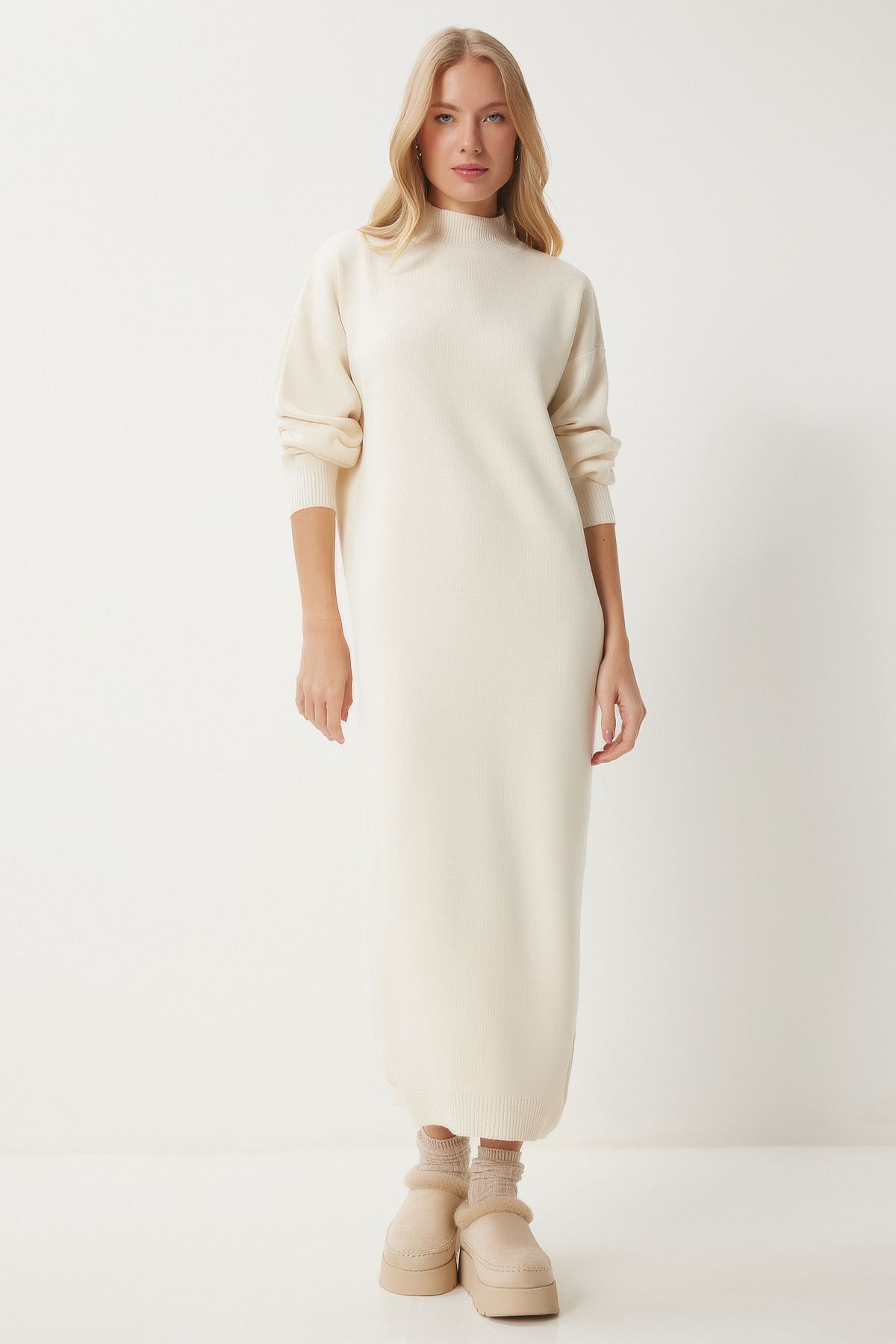 Female Bone Fisherman Collar Long Knitwear Dress DD01344