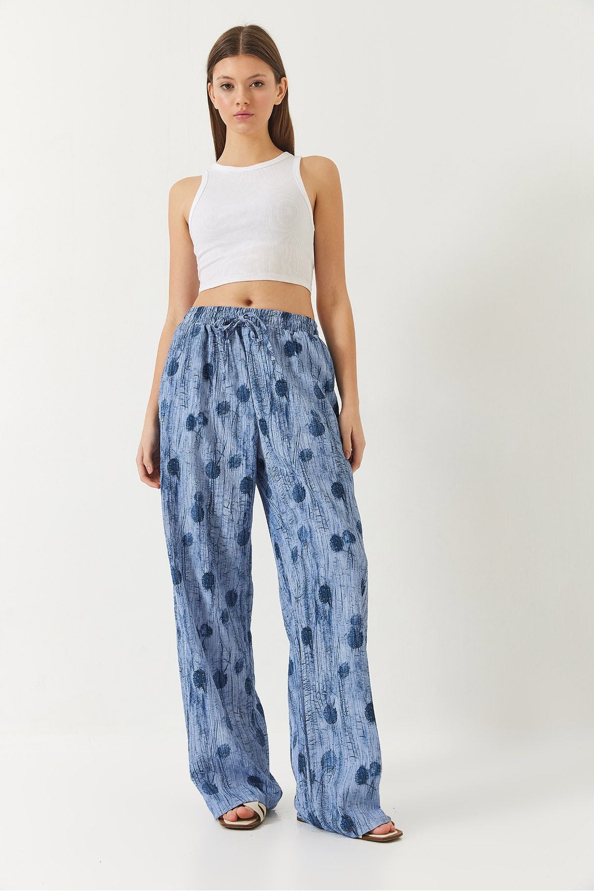 Women's Waist Lacık with Laccked Palazzo Pants 80167 60271064