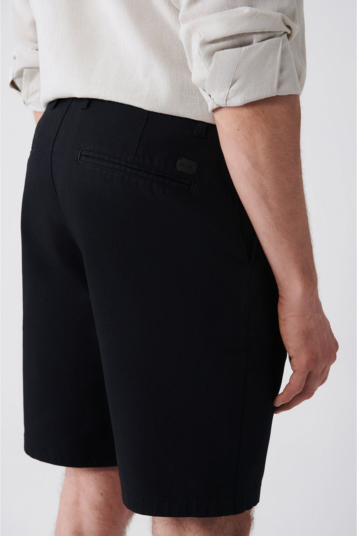 Men's black flexible patara chino canvas shorts B003730