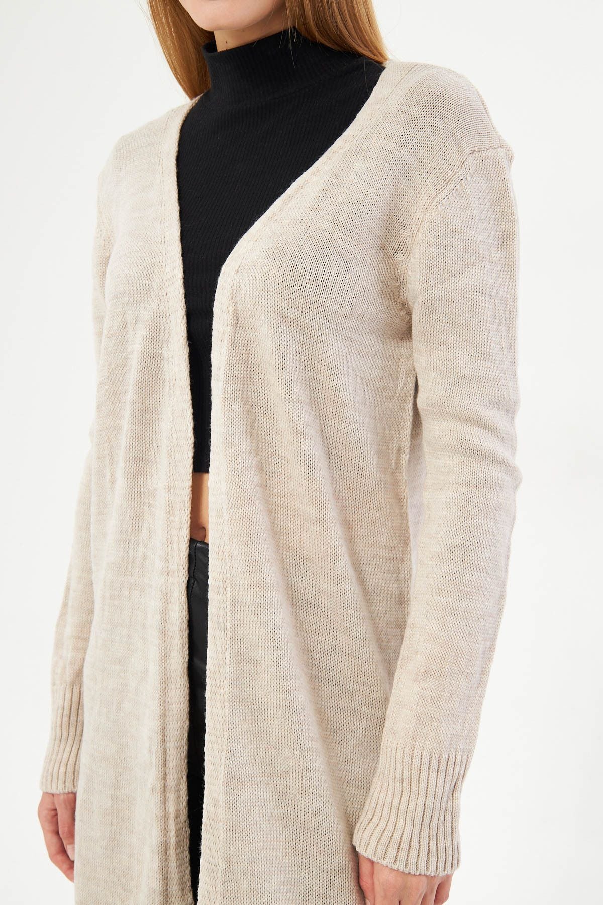 Female Beige Long Sleeve Thin Triko Cardigan ARM-25K069002