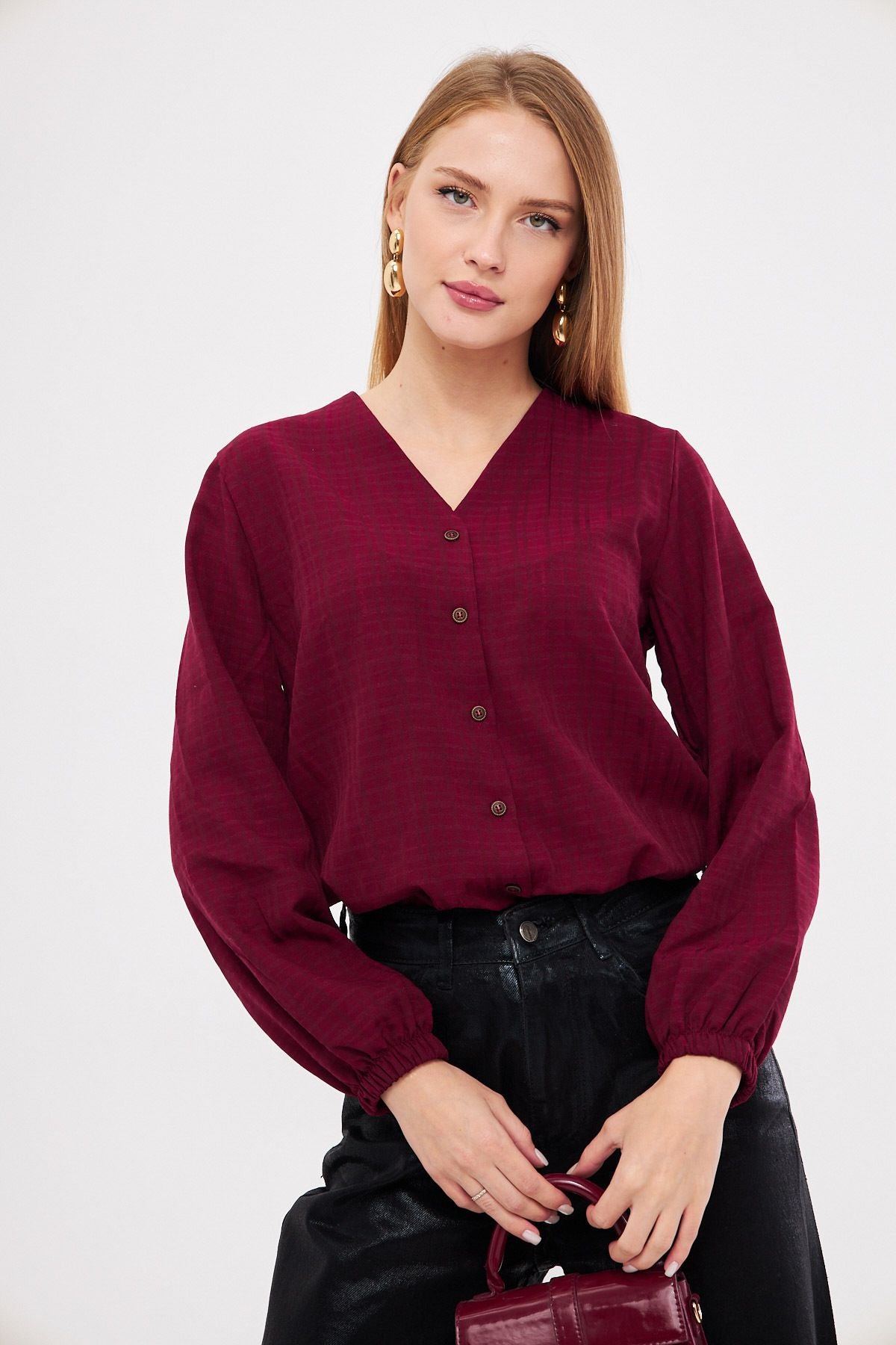 Female Bordeaux Band with rubber shirt ARM-24K001002
