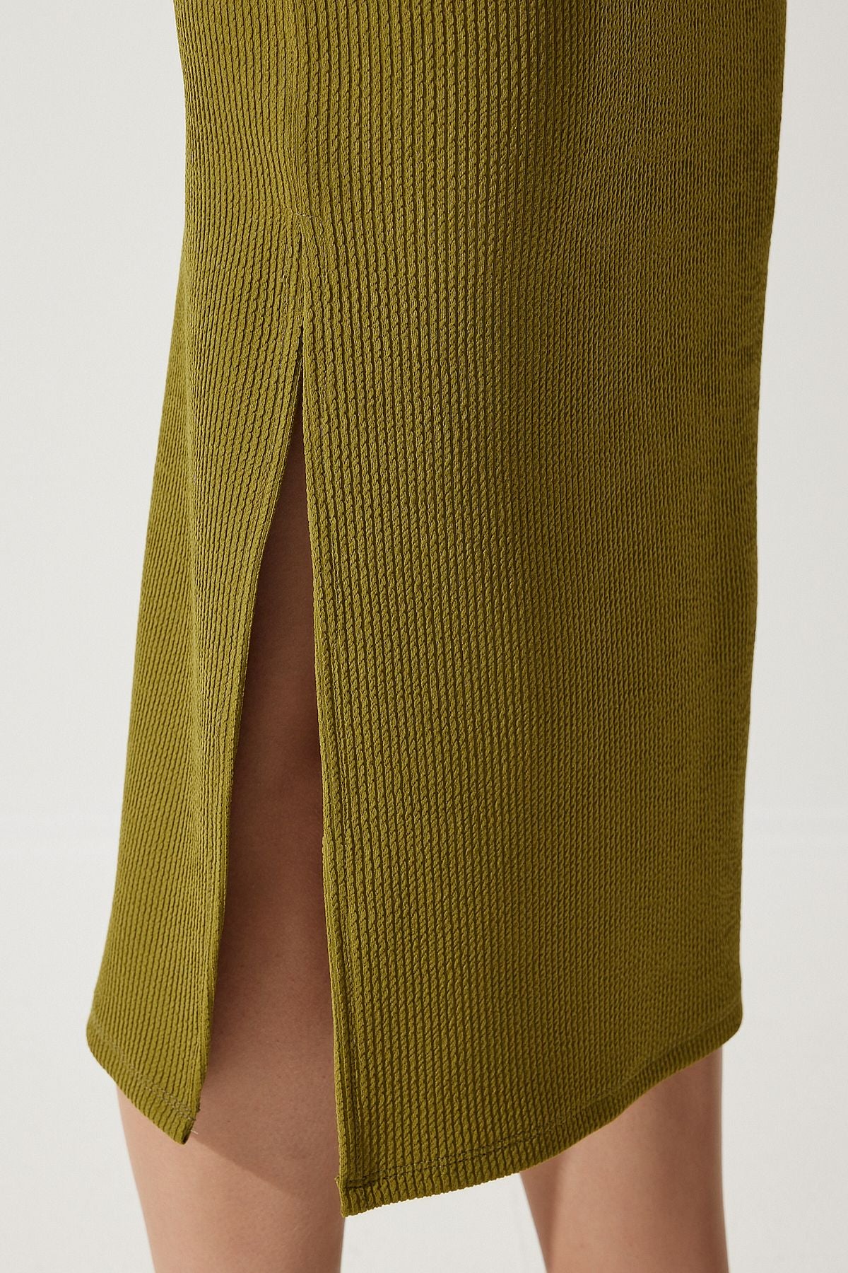 Women's Oil Green Hanger Crop pencil skirt knitting set OW00041