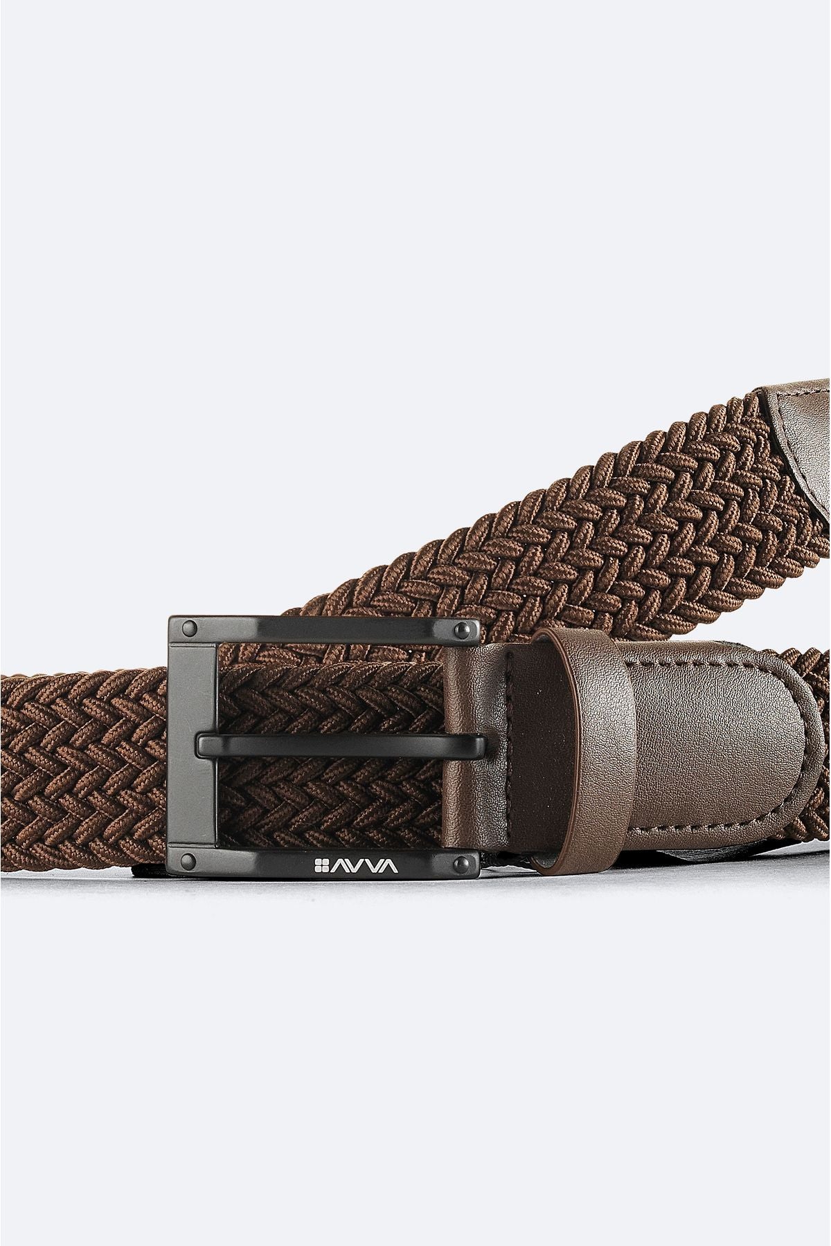 Men's Brown 100 %Leather Knitting Belt A41y9320