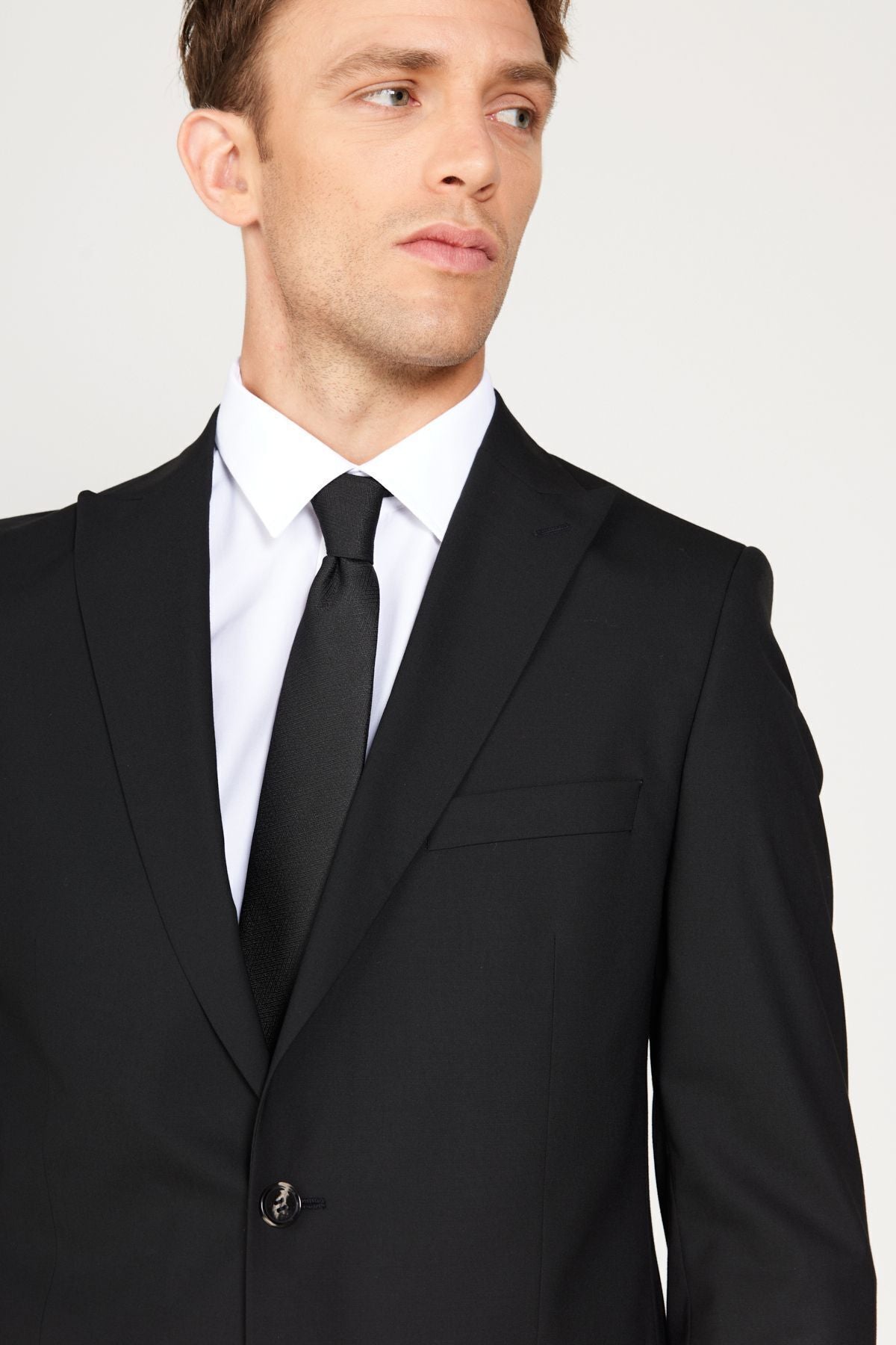 Men's Black Extra Slim Fit Narrow Cutting Black Sports Suit