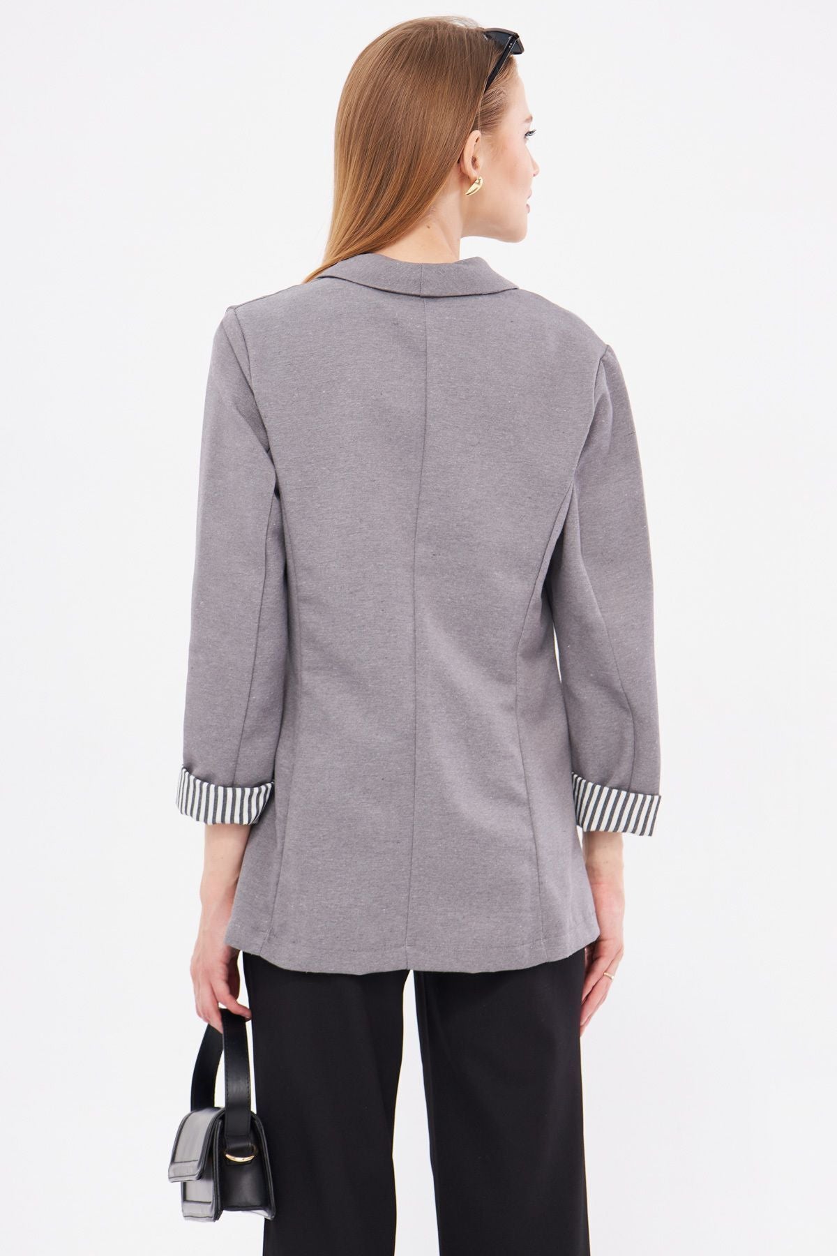 WOMEN DARK GRY GRY SOLD INCLUDED SINGLE buttoned jacket ARM-22K001122