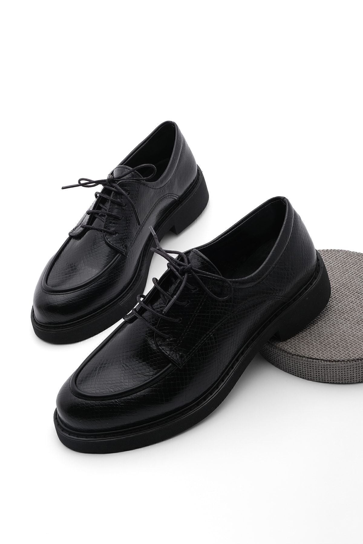 Woman Oxford Shoe Lacked Masculine Daily Shoes Nesan Black