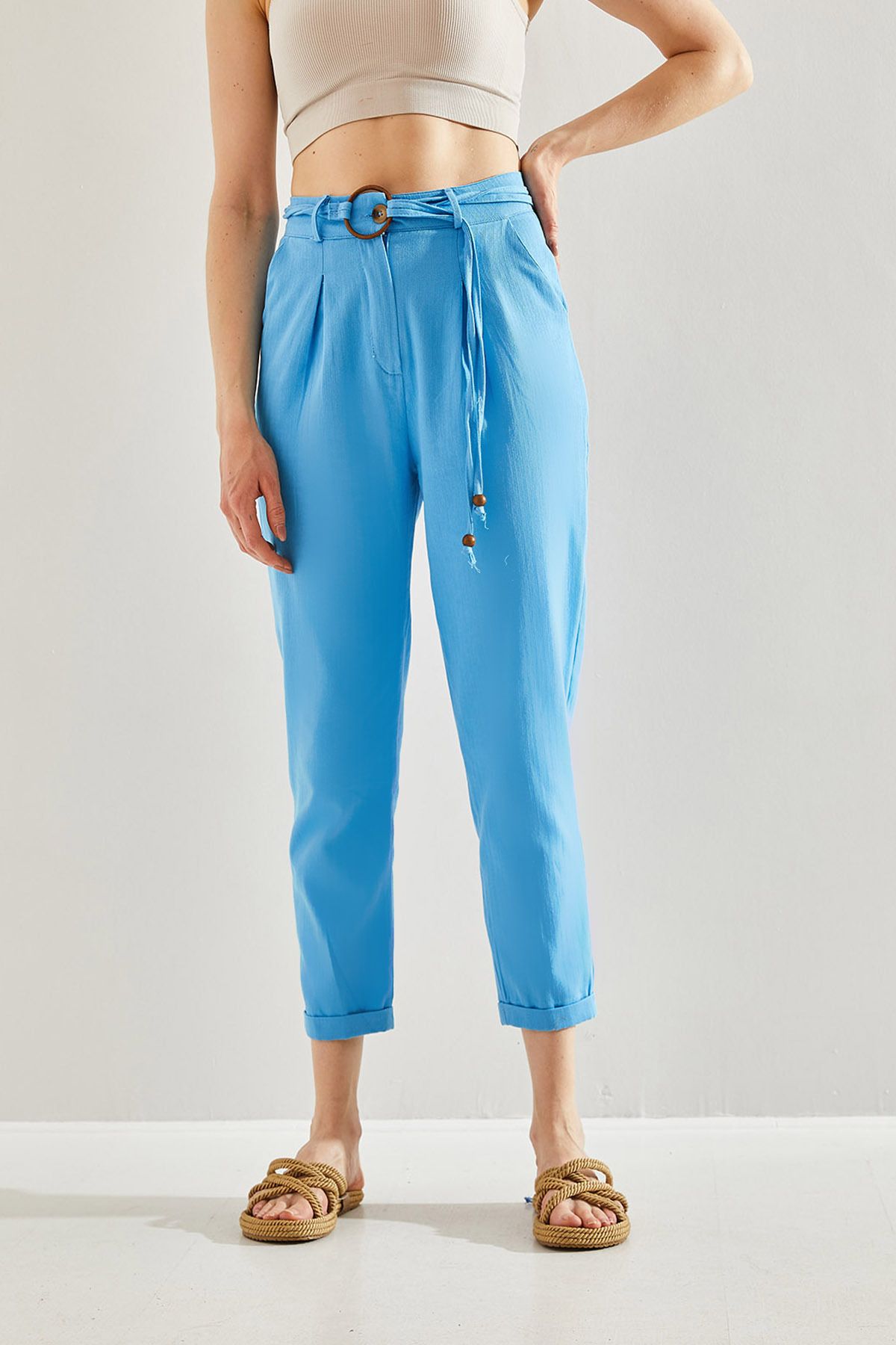 Female Arched Flax Pants 60221009