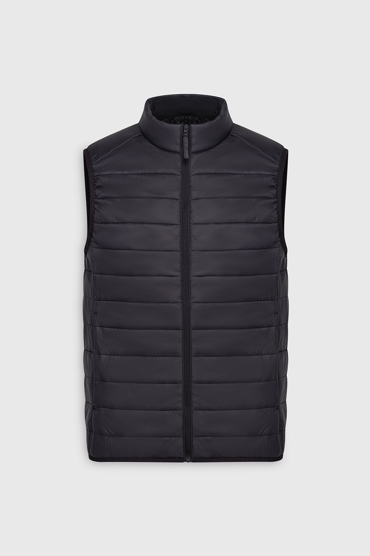 Men's black swelling windproof pasable bag with hot fiber ultra light vest