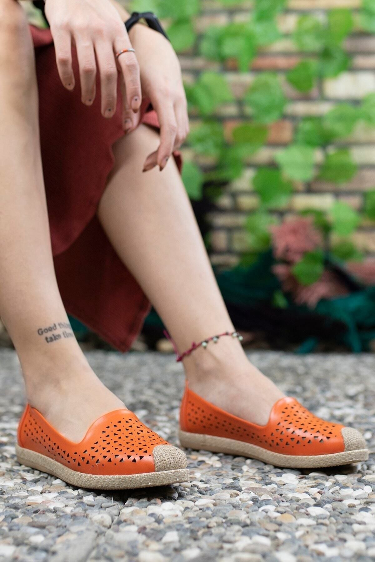 Women's Orange Wicker Detail Daily Shoes 0012110