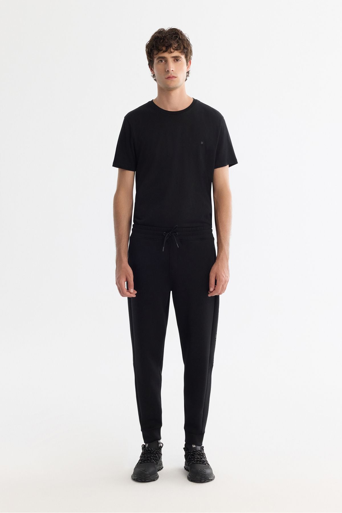 Men's Black Waist Elastan Elastan Service Six A42Y3418