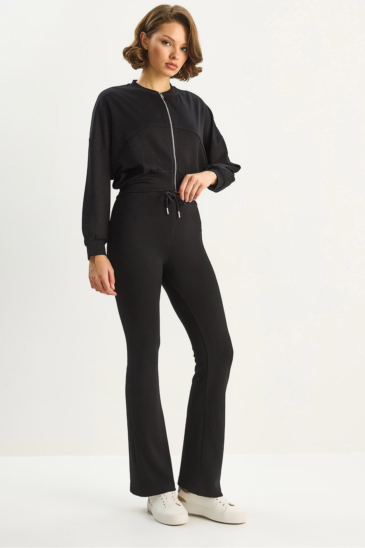 Women's Bat Sleeve Crop Cardigan Spanish Trousers Modal Bottom-Top Set 4059 60283731