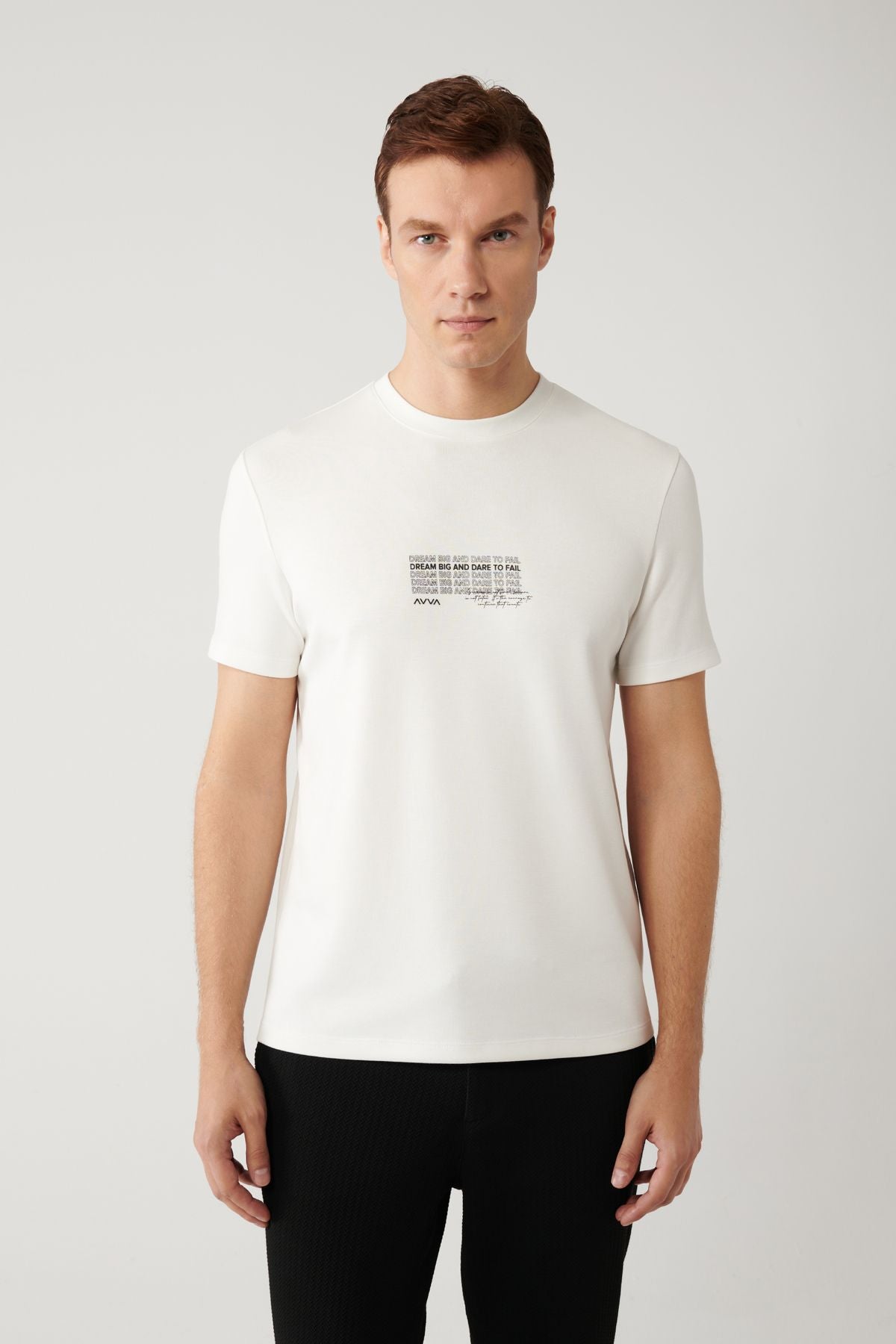 Men's White Bicycle Collar Printed Interlok T-Shirt A41y1013