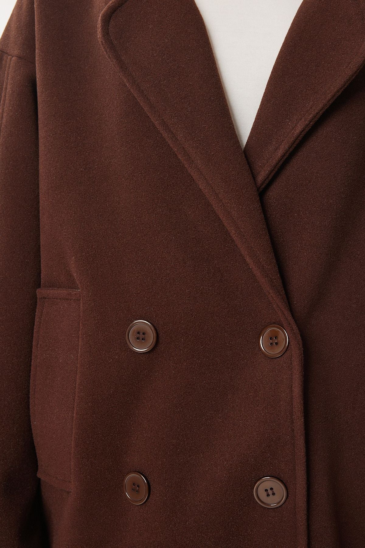 Female brown cruiser collar stamp coat DD01342
