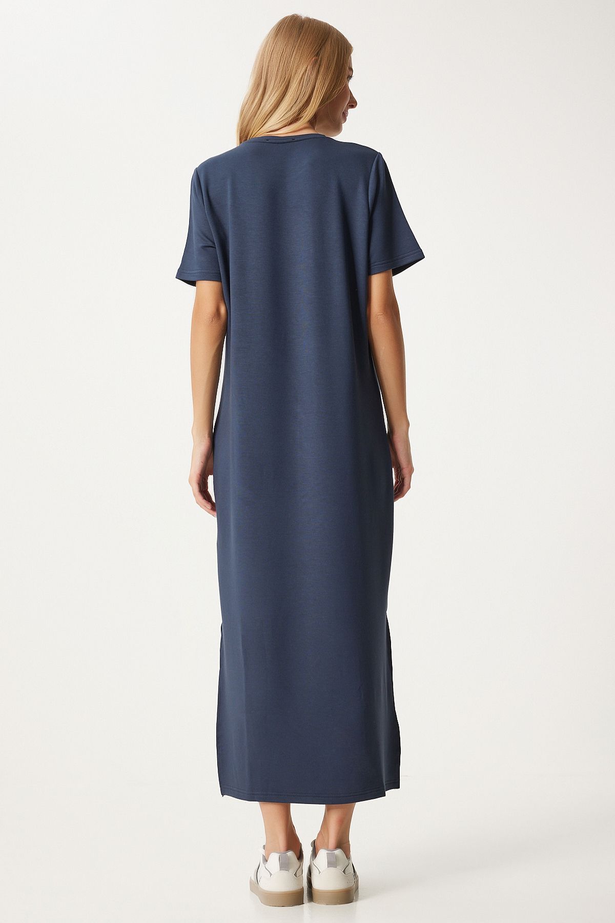 Woman smoked on the side slit summer long knitted dress hw00011