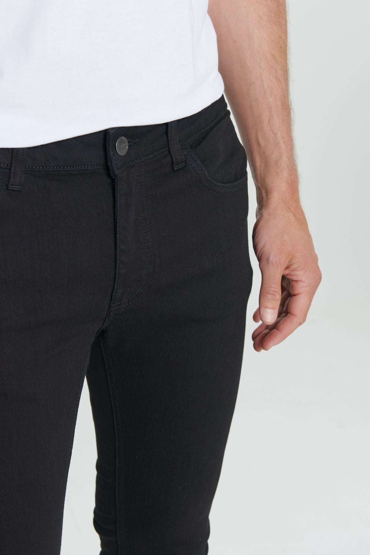 Men's black extra slim fit narrow cut RISS Cotton Flexible Denim Jean Jeans