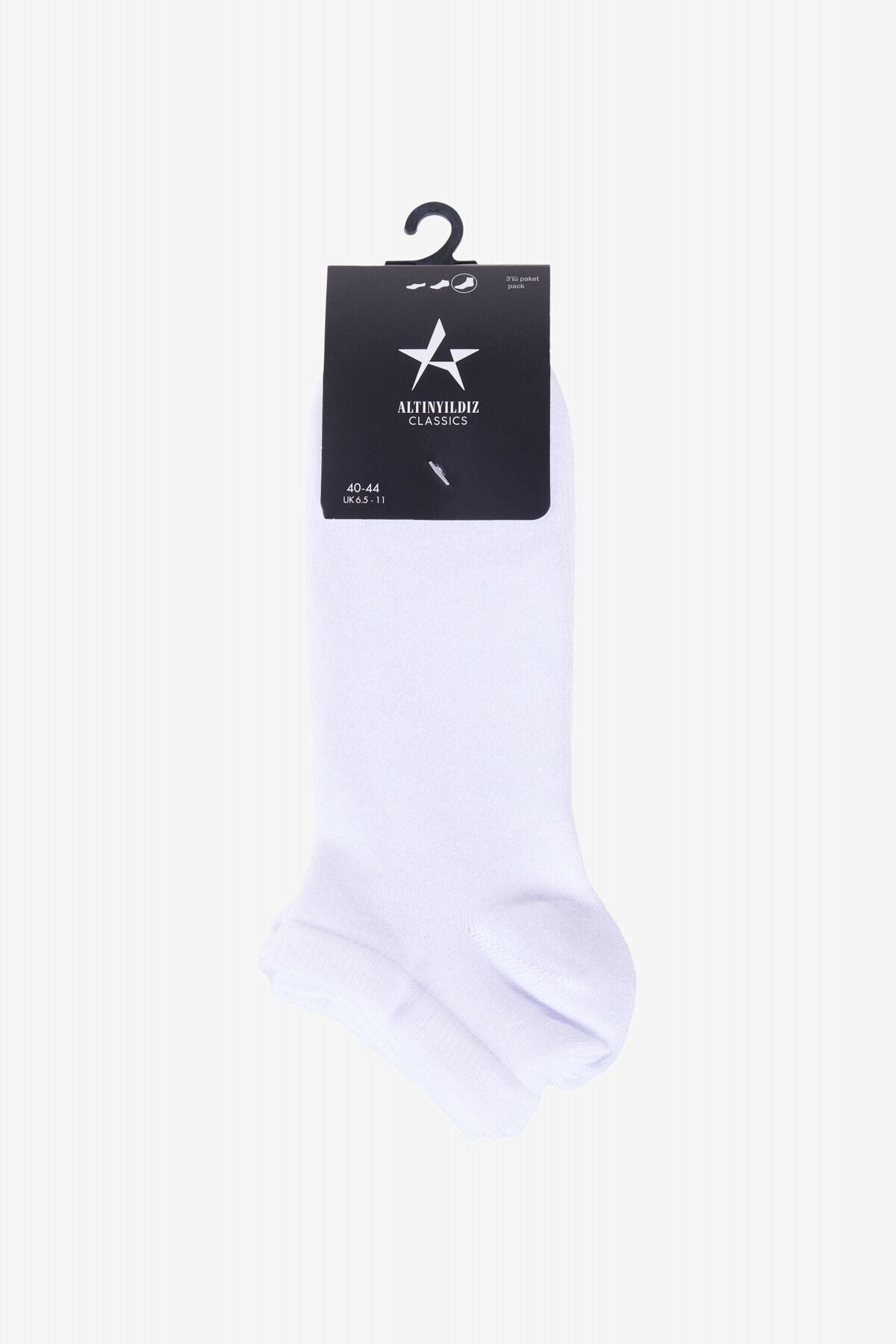 Men's White 3 -Package Booties Socks