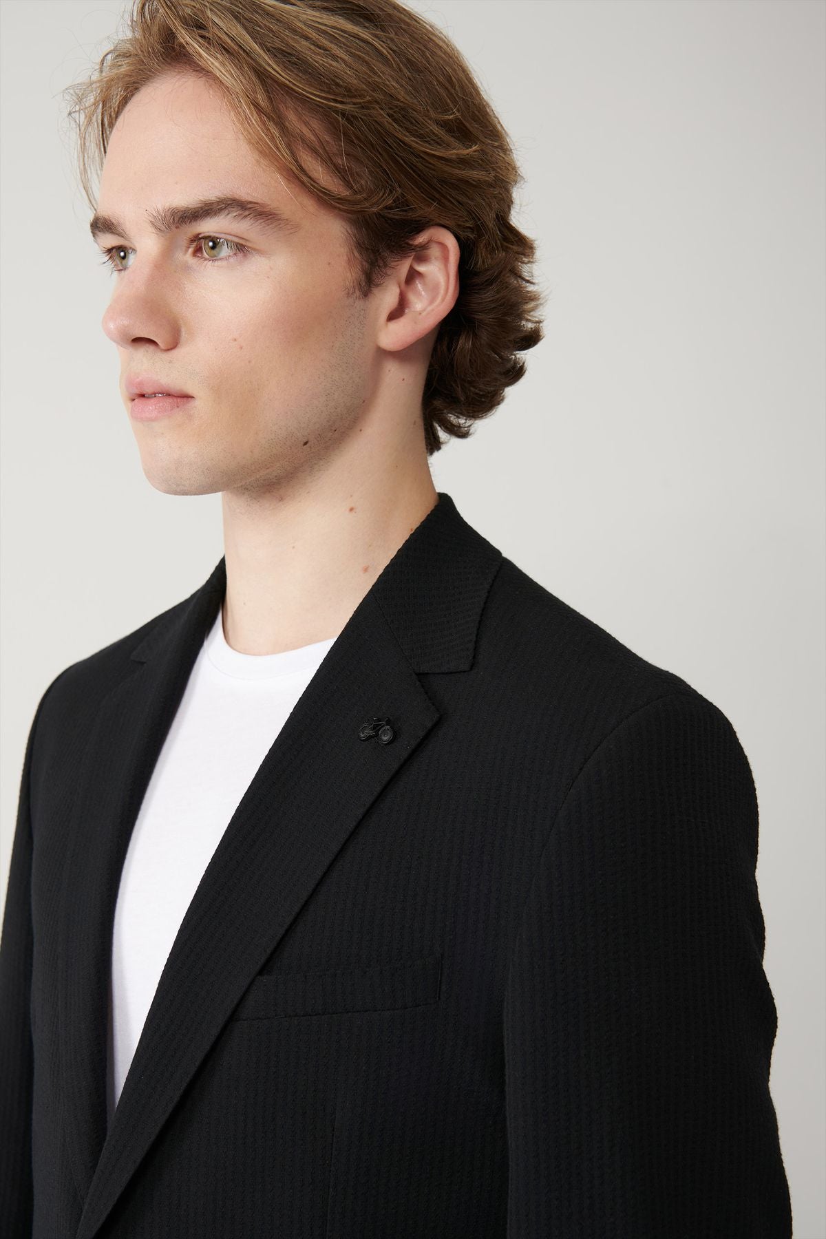 Men's black slit -free flexible fabric jacket A41y4000