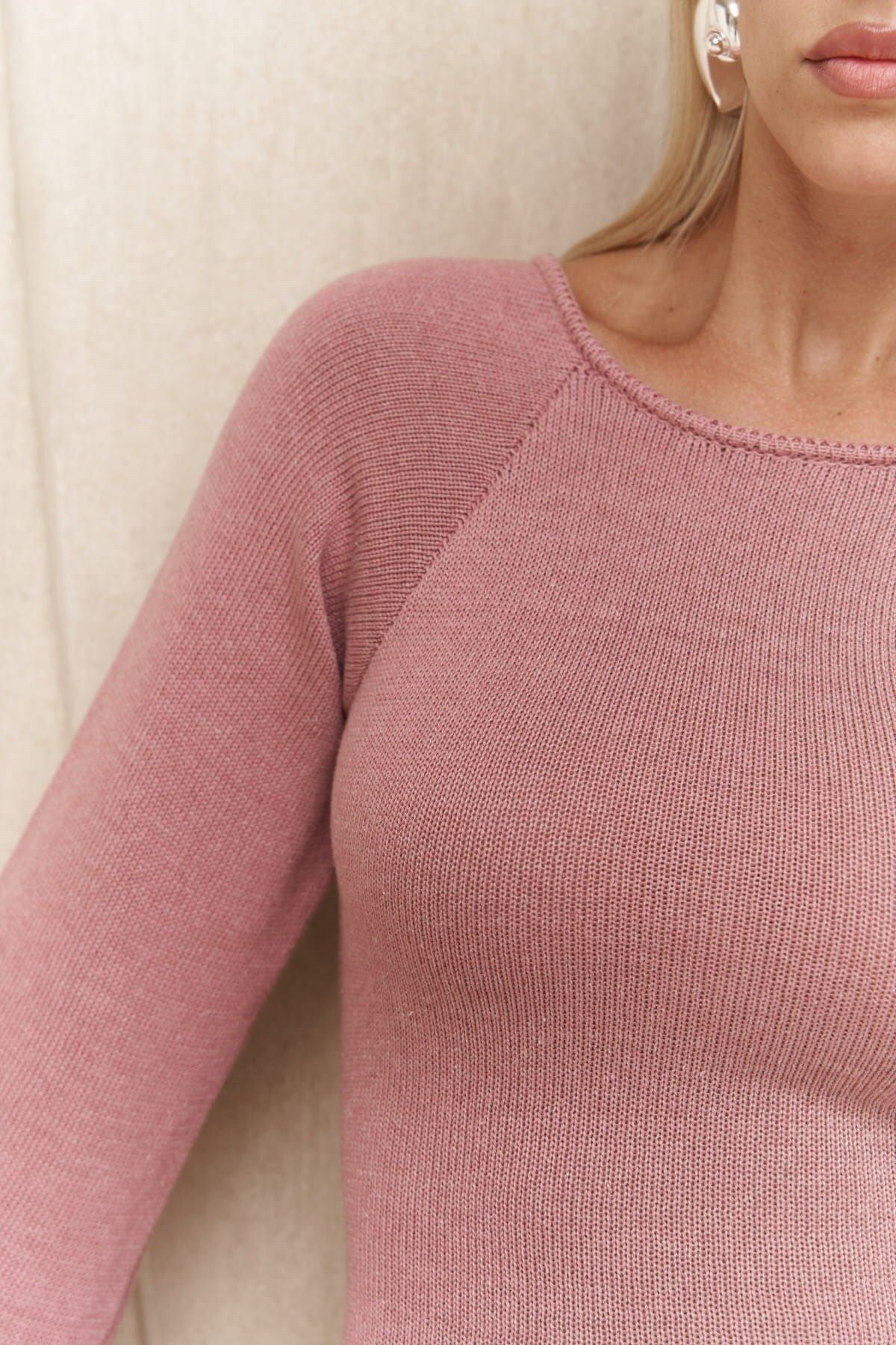 Angela Back Décollette Pink knitwear dress