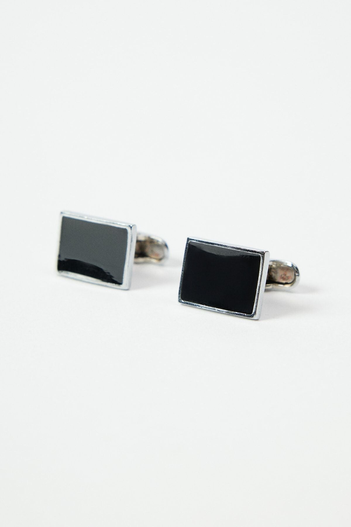 Men's black gift boxed metal cufflink