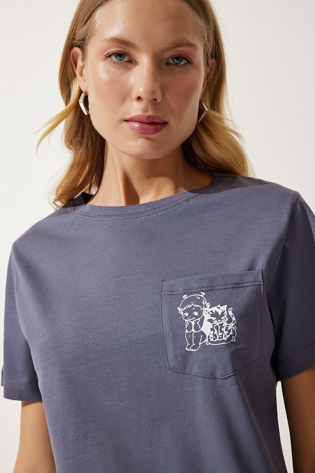 WOMEN'S ARRACRRASİT POCKET Knitting T-Shirt UB00252